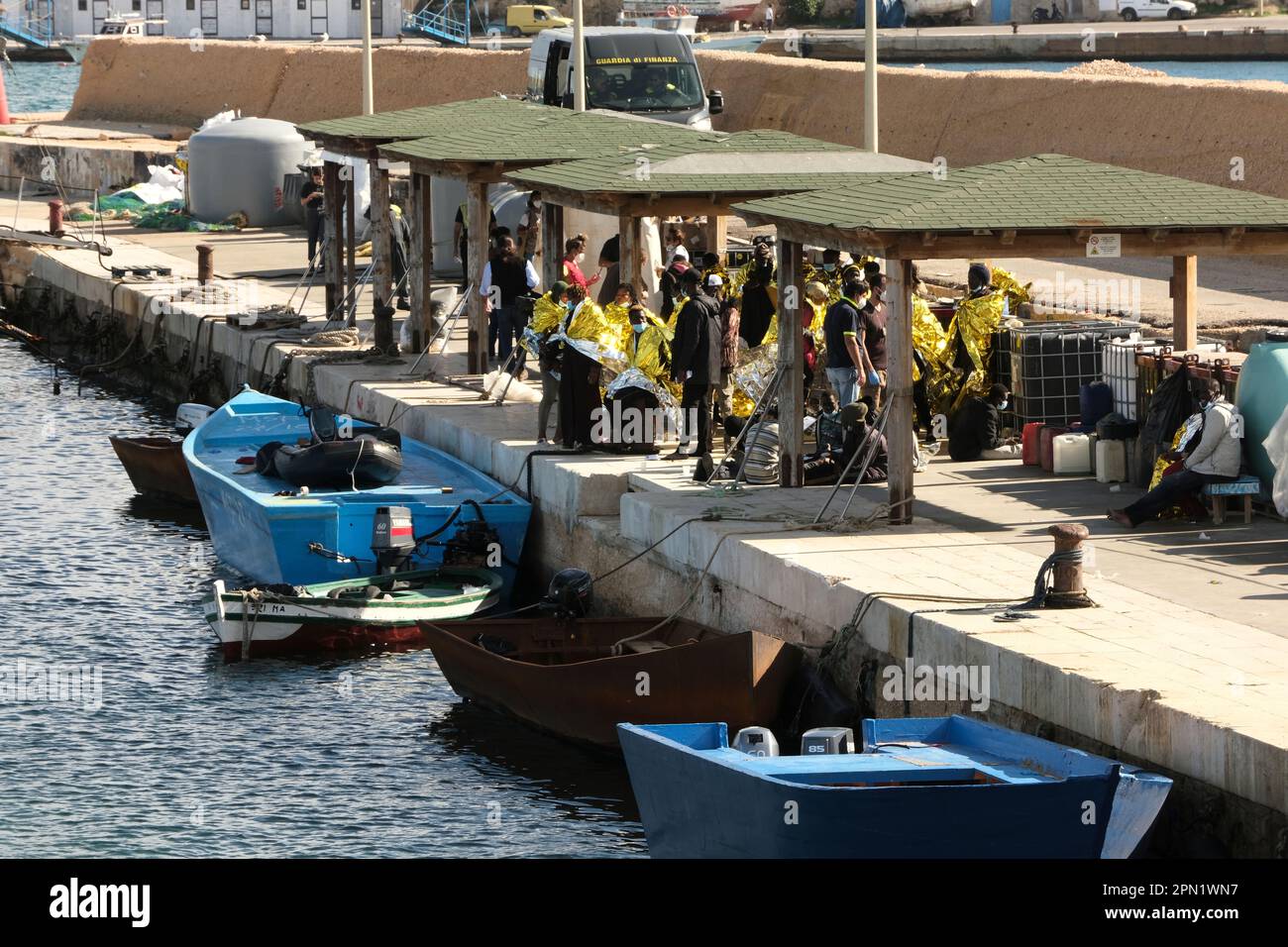 Lampedusa , Sicile, 7 novembre le 2022 novembre, des migrants ont été secourus ces derniers jours par la garde côtière italienne et débarqués sur l'île de Lampedusa le 2022. Banque D'Images