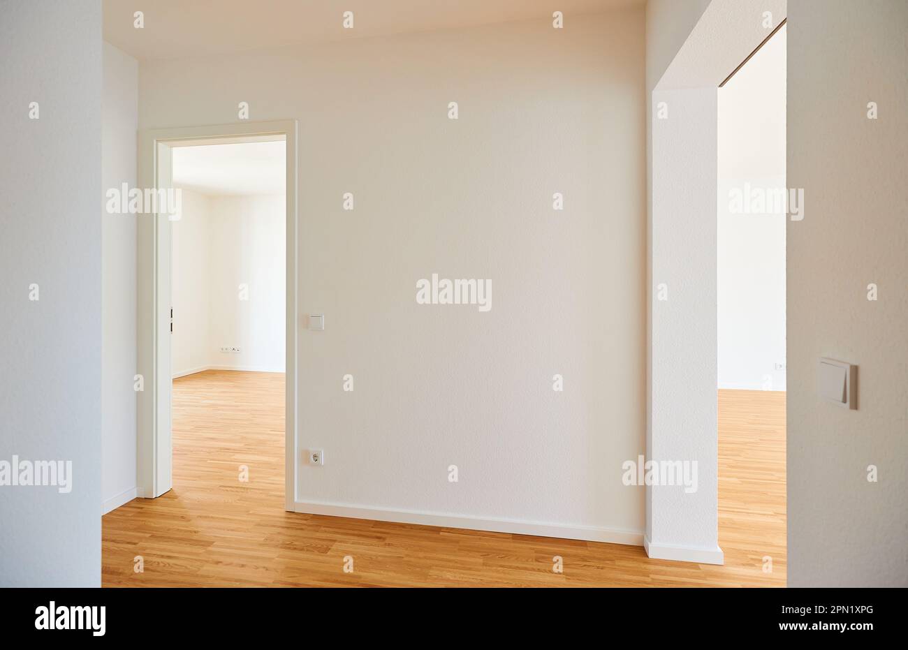 nouveau construit plat avec parquet en hêtre Banque D'Images