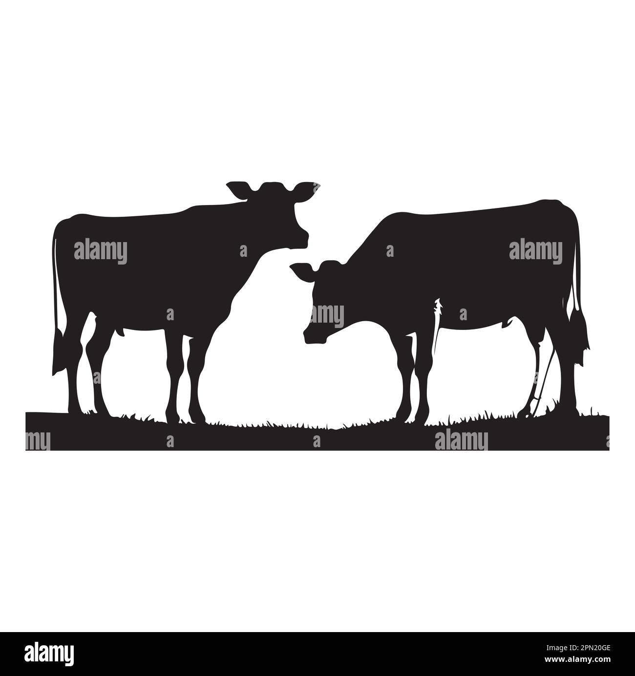 vache animal vaches silhouette vecteur Illustration de Vecteur