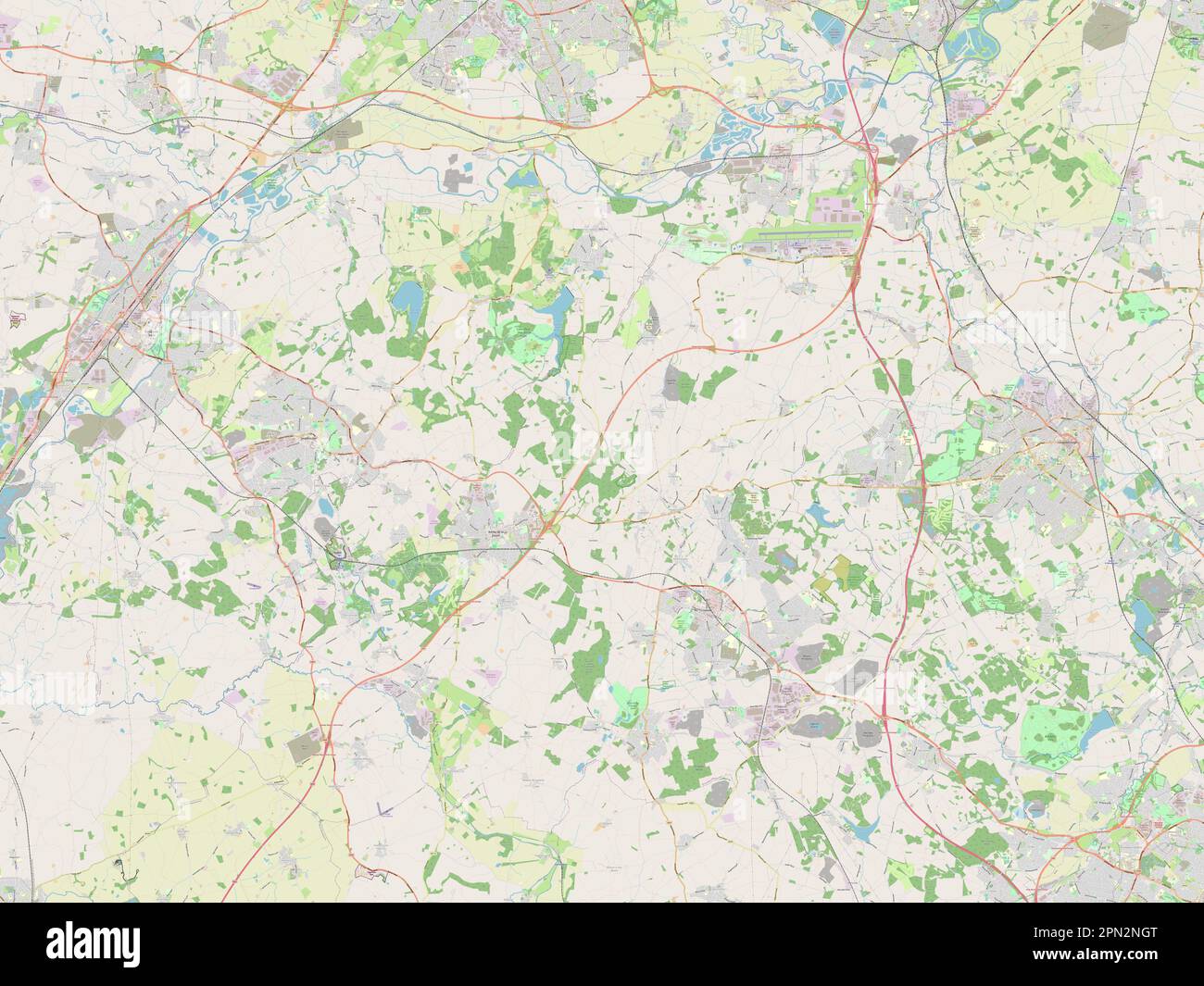 Nord-Ouest du Leicestershire, quartier non métropolitain d'Angleterre - Grande-Bretagne. Ouvrez la carte des rues Banque D'Images