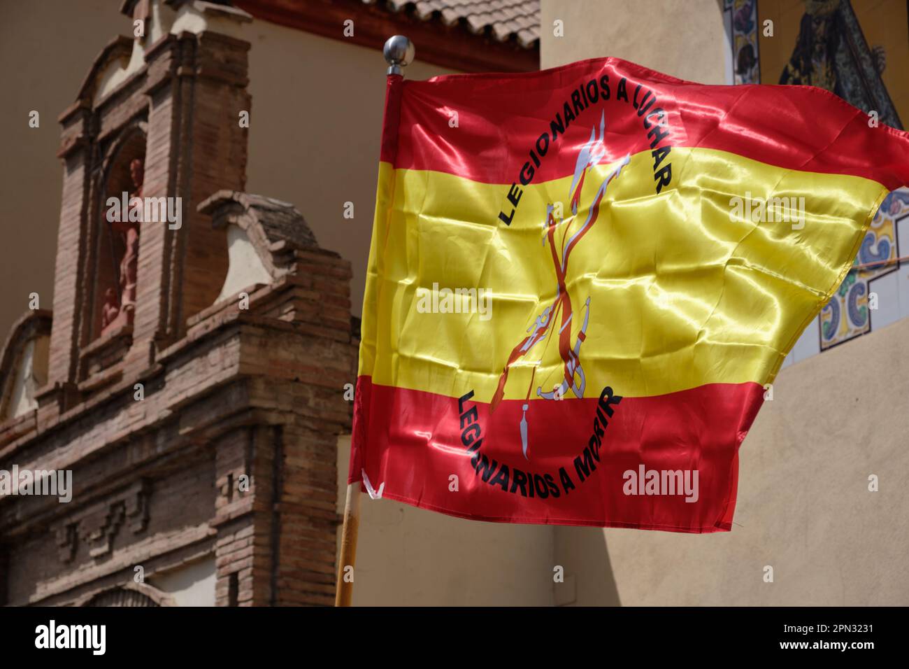 Drapeau espagnol des légionnaires. Banque D'Images