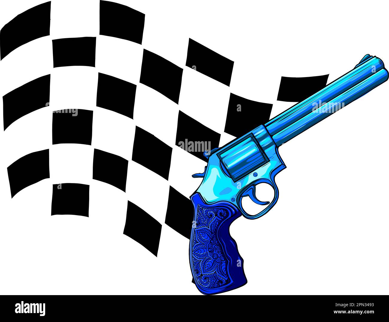 Pistolet revolver pistolet six shooter pistolet dessin dans un rétro vintage coupe de bois gravée Illustration de Vecteur