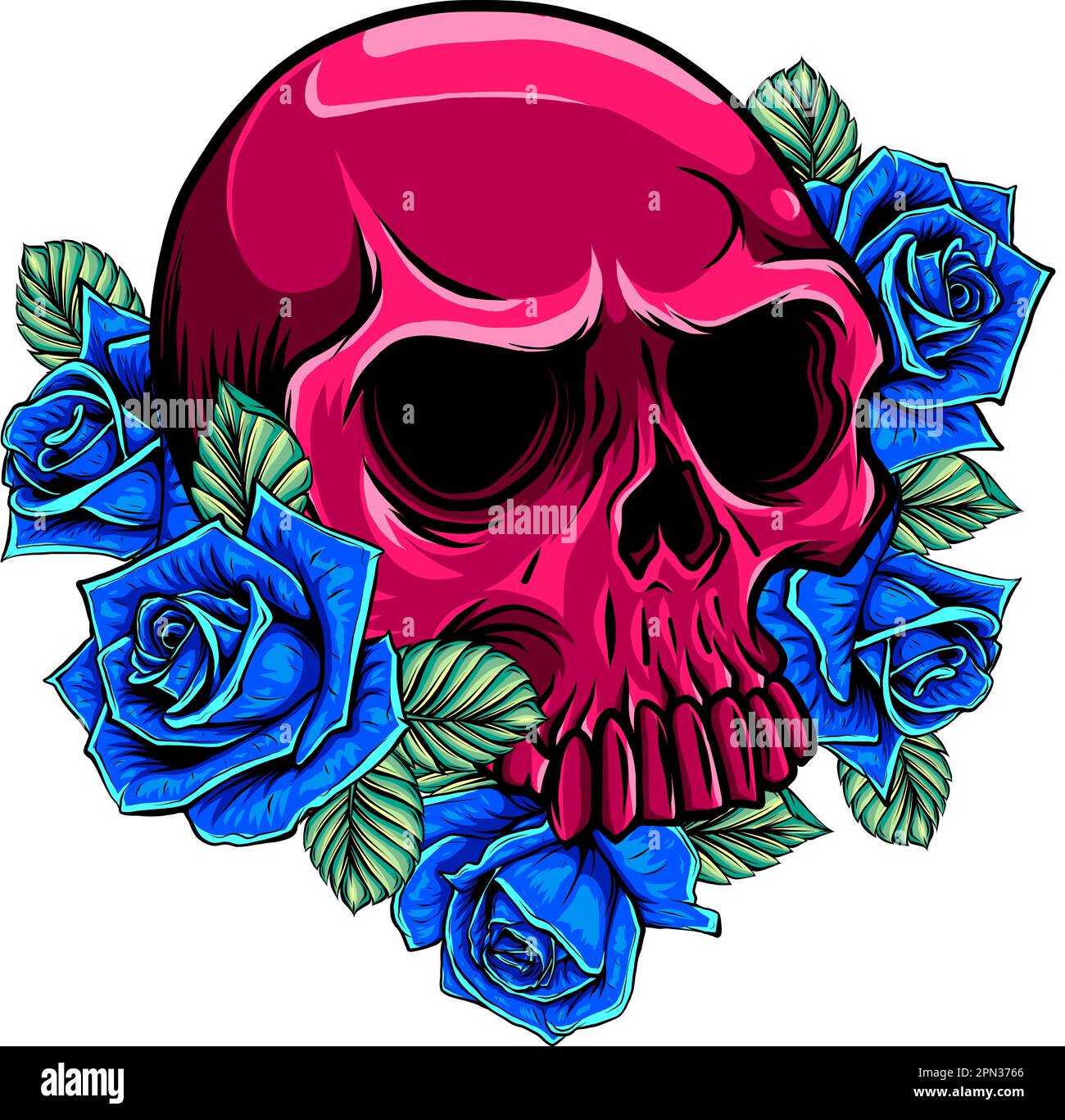 Crâne vectoriel avec de belles roses de fleur dans un style vintage illustration vectorielle isolée Illustration de Vecteur
