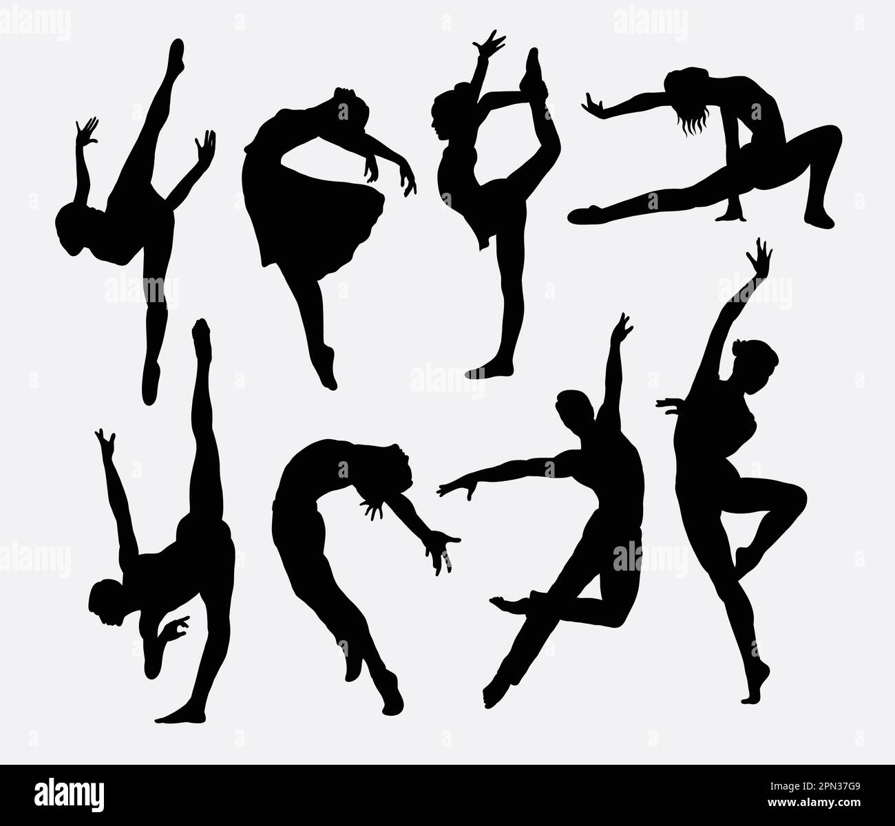 Silhouettes danseuses, hommes et femmes Illustration de Vecteur