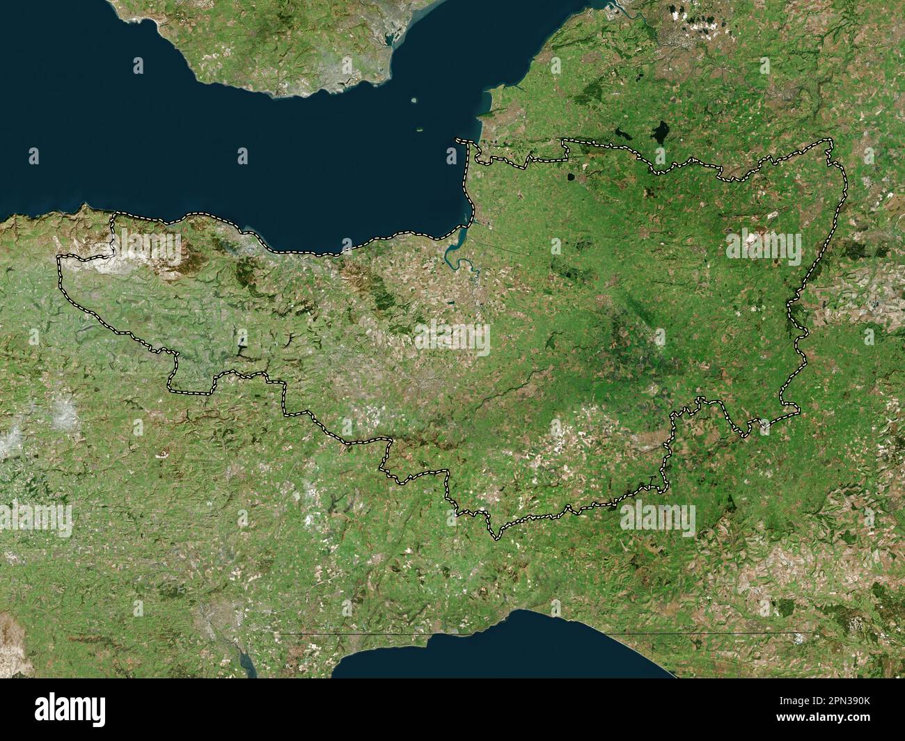 Somerset, comté administratif d'Angleterre - Grande-Bretagne. Carte satellite haute résolution Banque D'Images