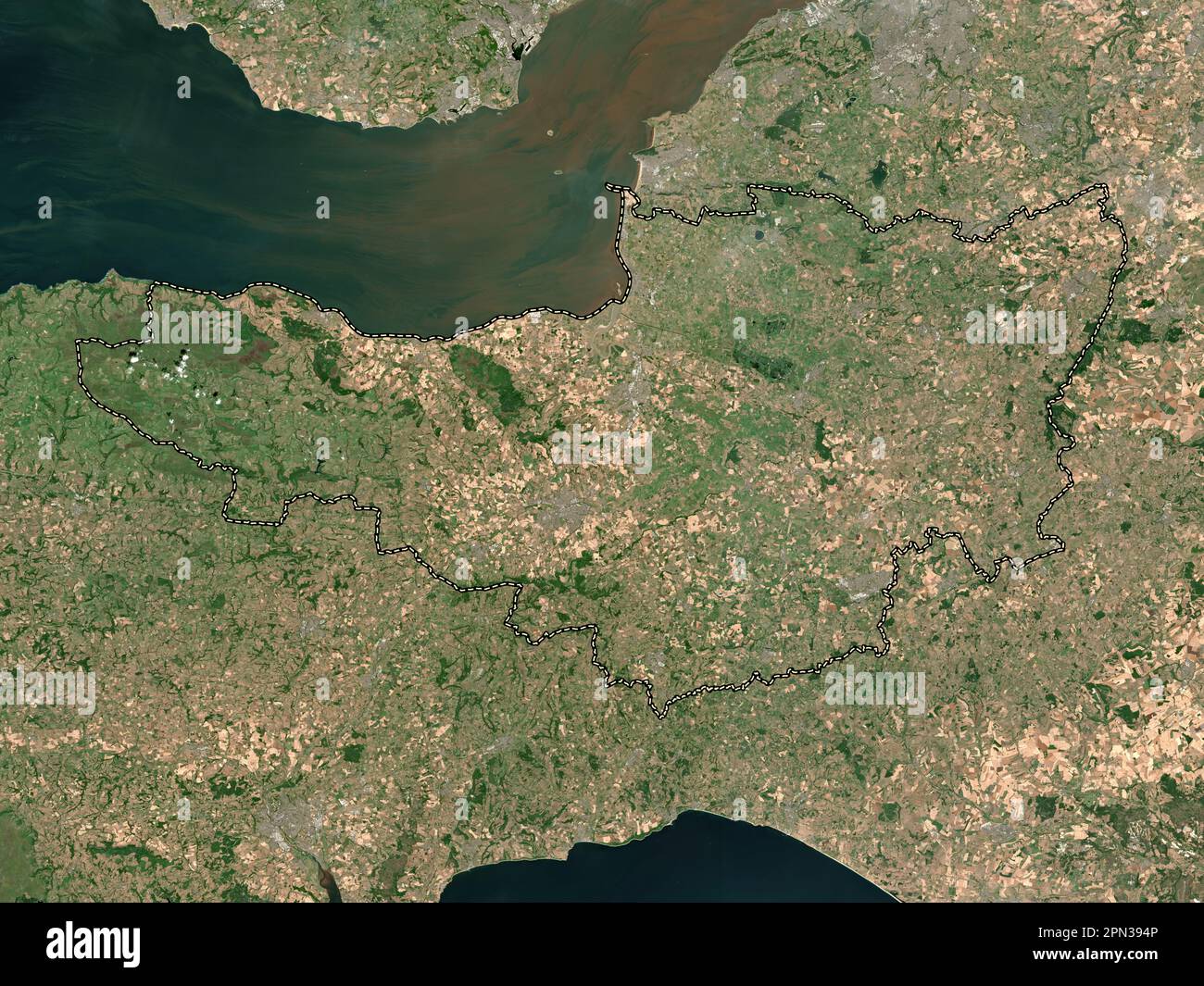 Somerset, comté administratif d'Angleterre - Grande-Bretagne. Carte satellite basse résolution Banque D'Images