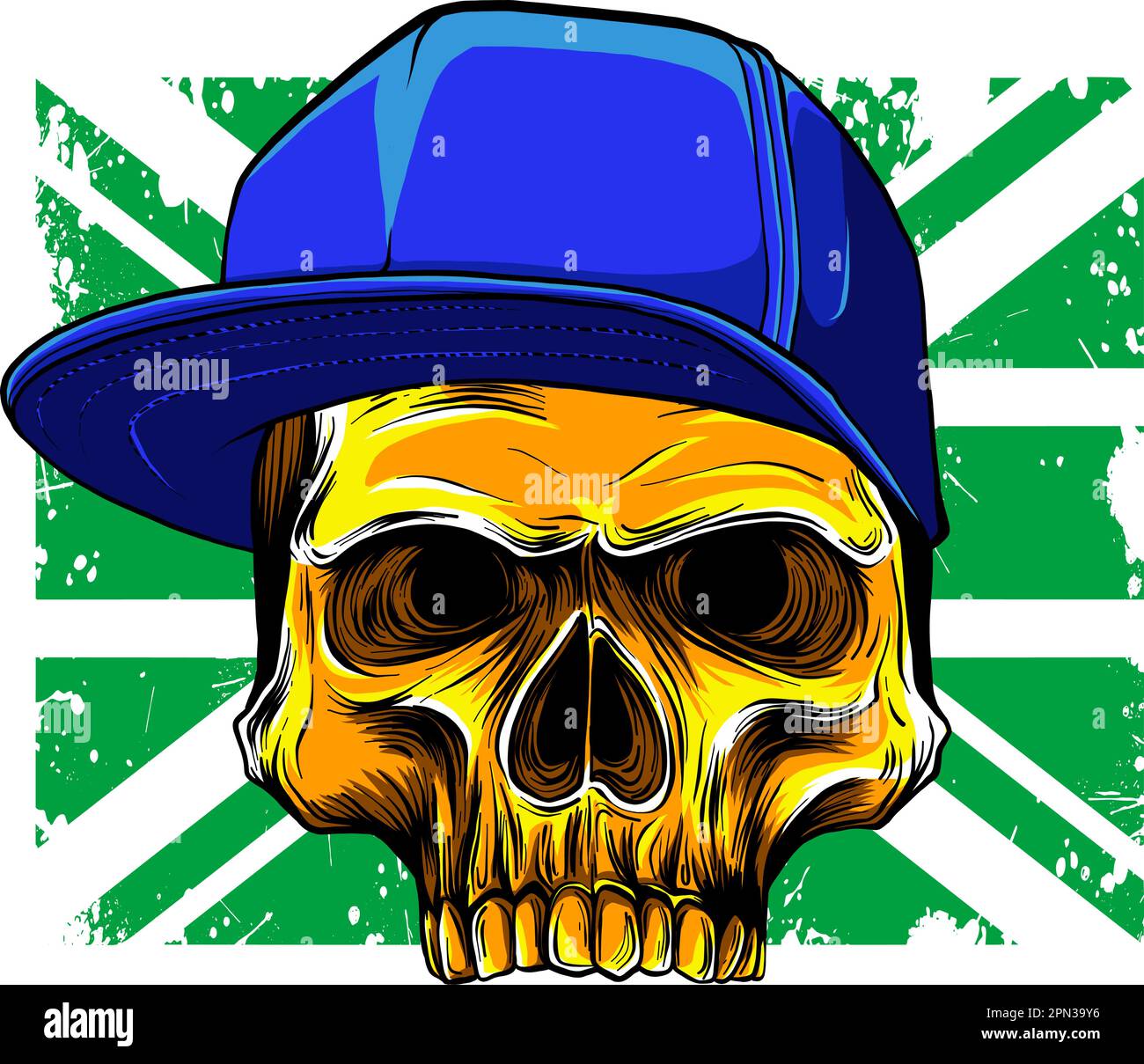 Illustration vectorielle du drapeau britannique avec crâne sur fond blanc Illustration de Vecteur