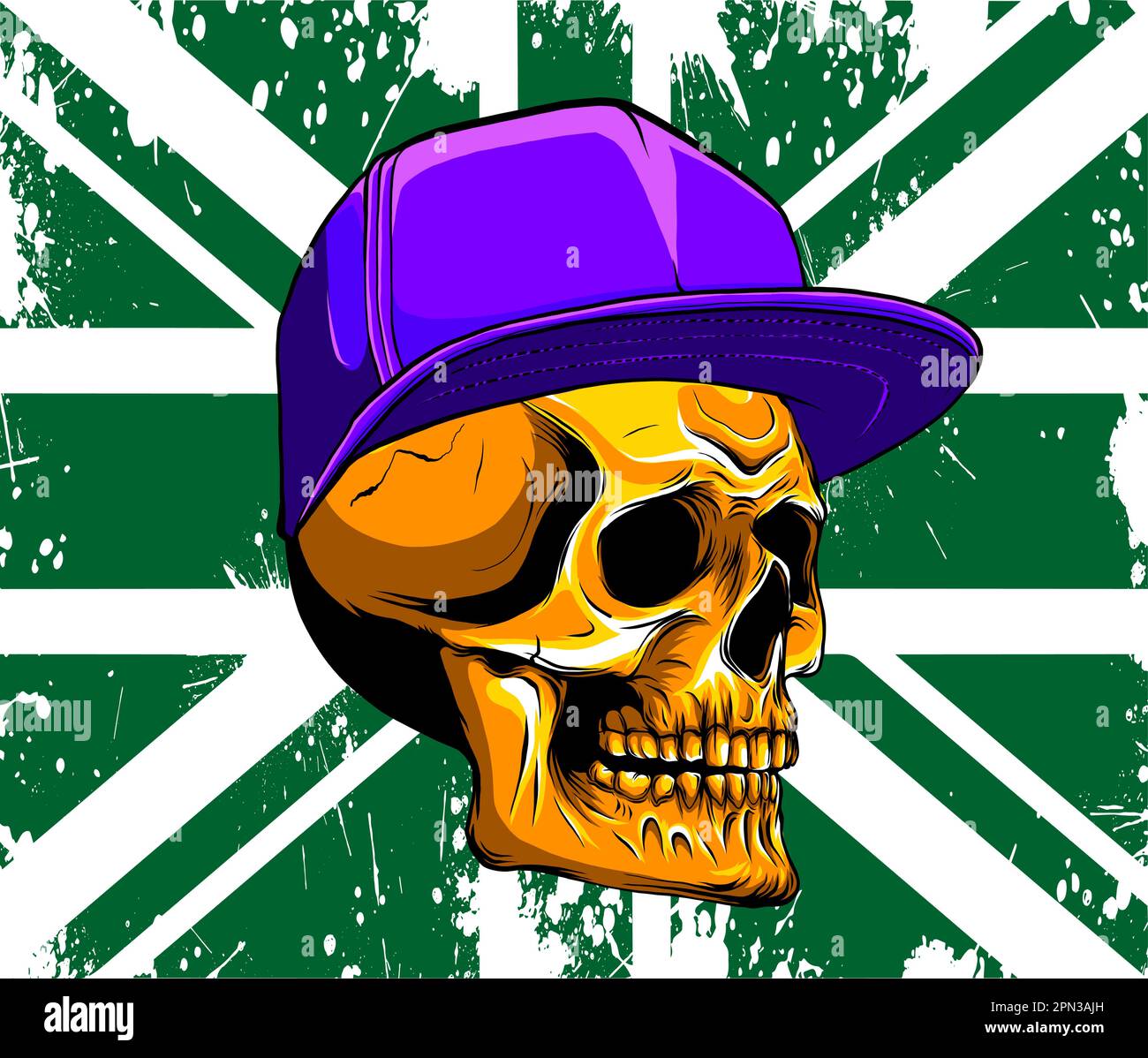 Illustration vectorielle du drapeau britannique avec crâne sur fond blanc Illustration de Vecteur