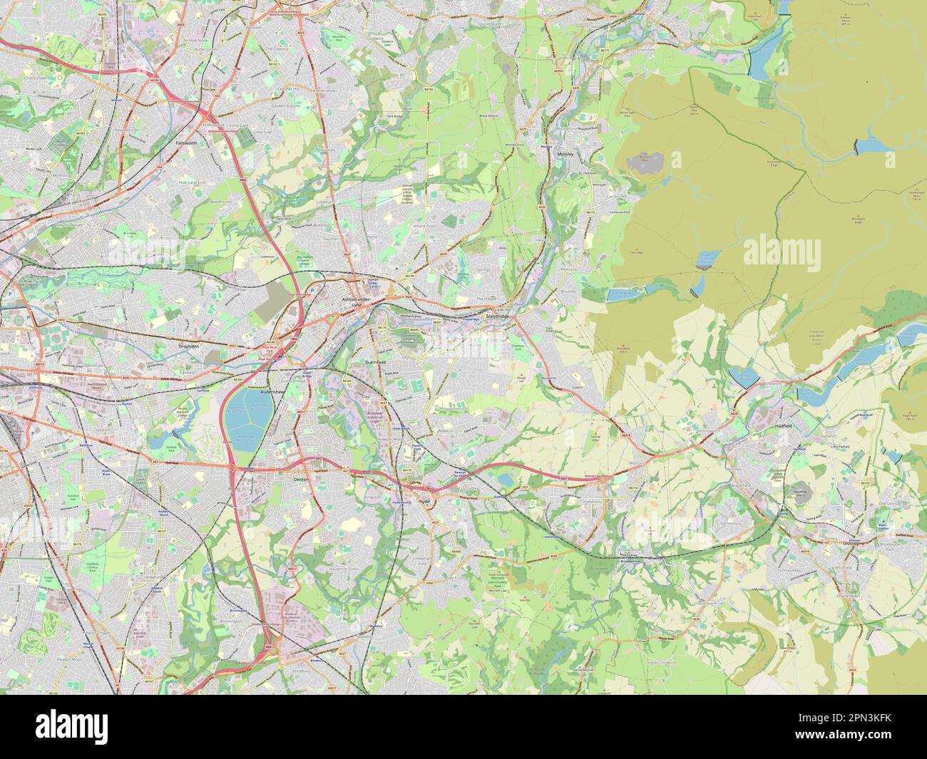 Tameside, district métropolitain d'Angleterre - Grande-Bretagne. Ouvrez la carte des rues Banque D'Images