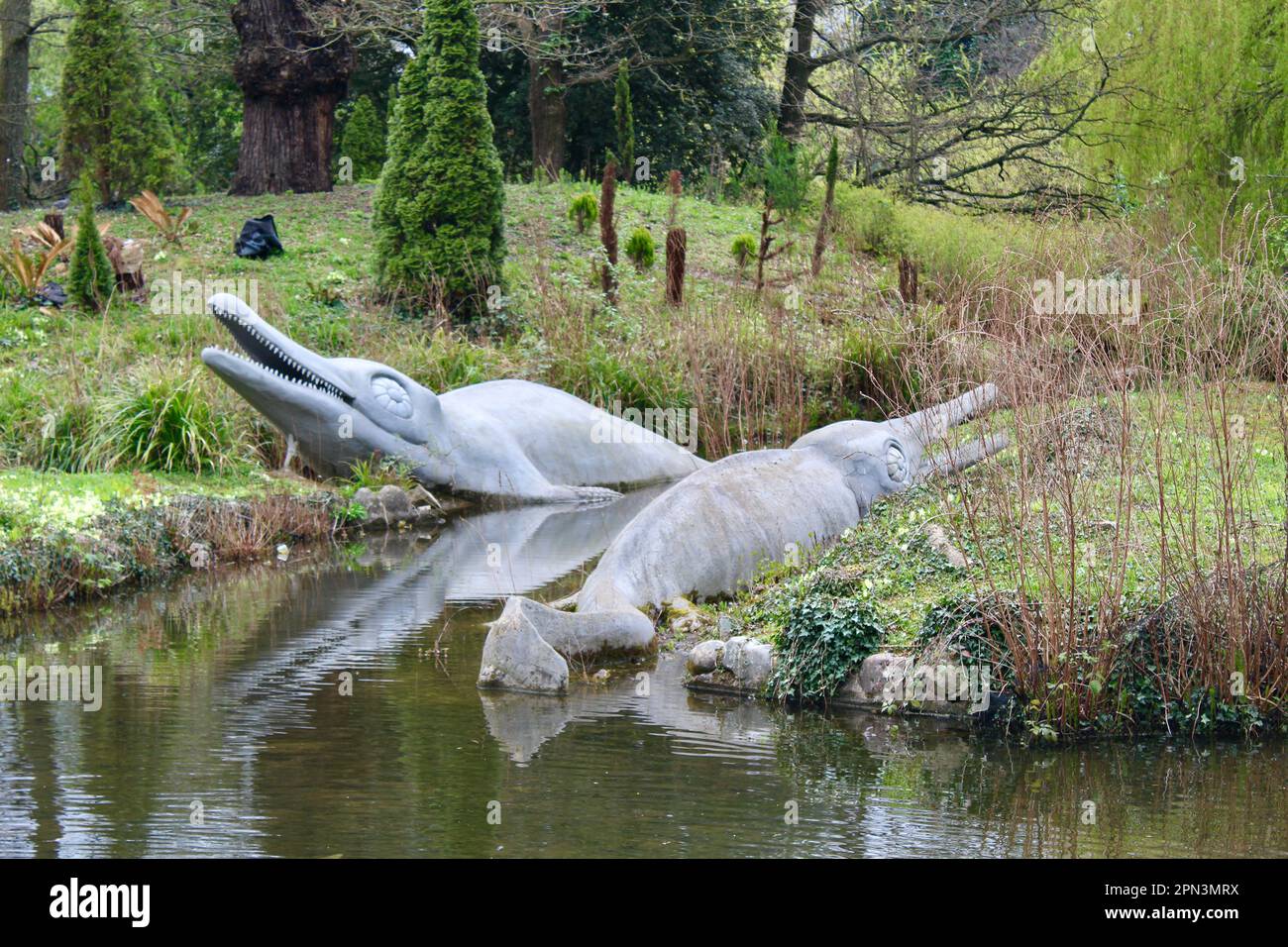 Ichtyosaurus au parc des dinosaures du Crystal Palace Banque D'Images