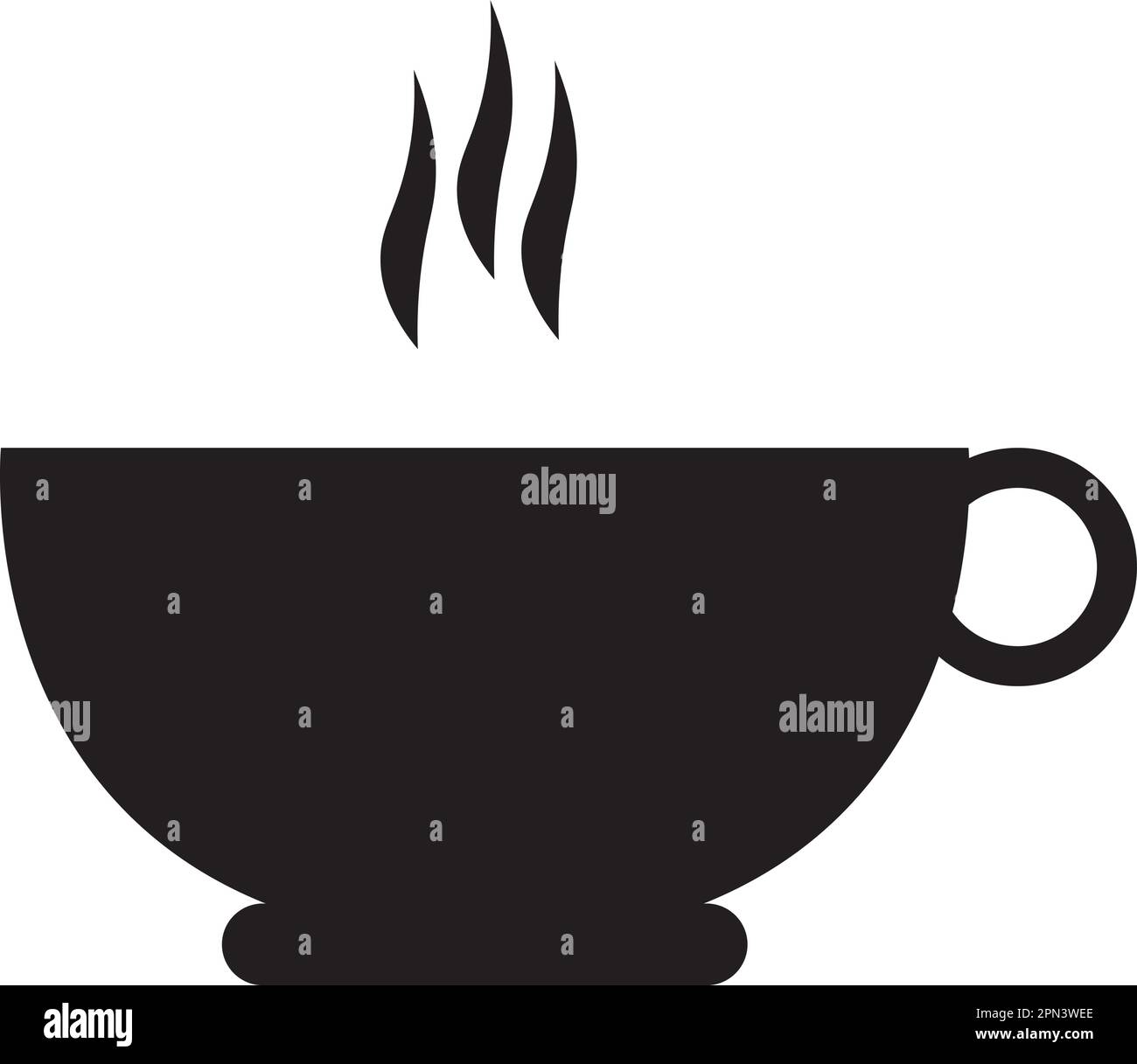 Tasse de thé vapeur : symbole vectoriel noir et blanc apaisant d'une tasse de thé ou de café parfaitement brassée Illustration de Vecteur