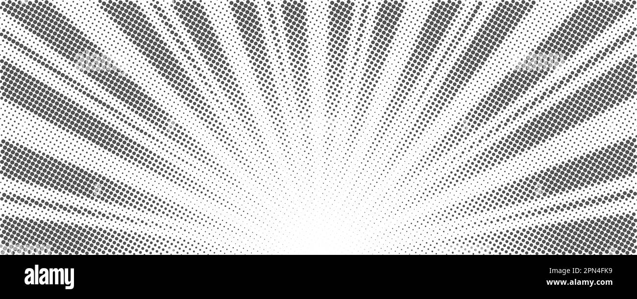 Le soleil raye l'arrière-plan demi-ton Motif bande dessinée abstrait radial blanc et gris. Scénario explosion lignes abstraites toile de fond Illustration de Vecteur