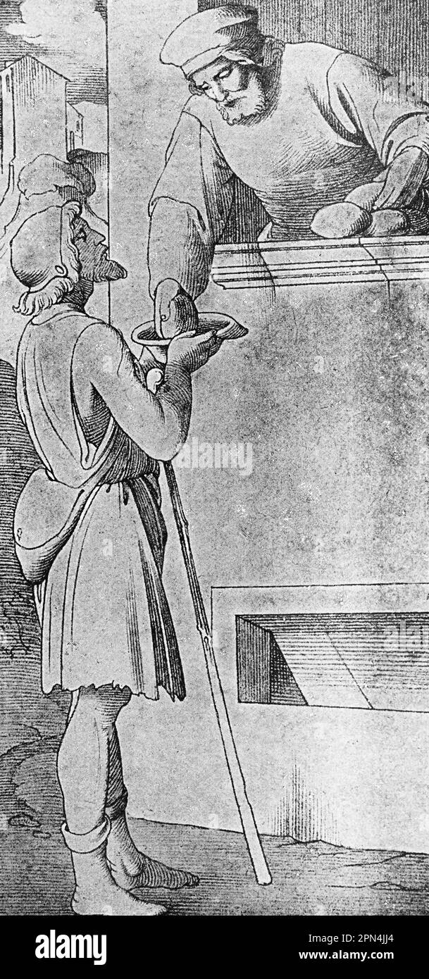Donner des almes dans le secret, la bible, le Nouveau Testament, le chapitre , les versets , Illustration historique 1890 Banque D'Images