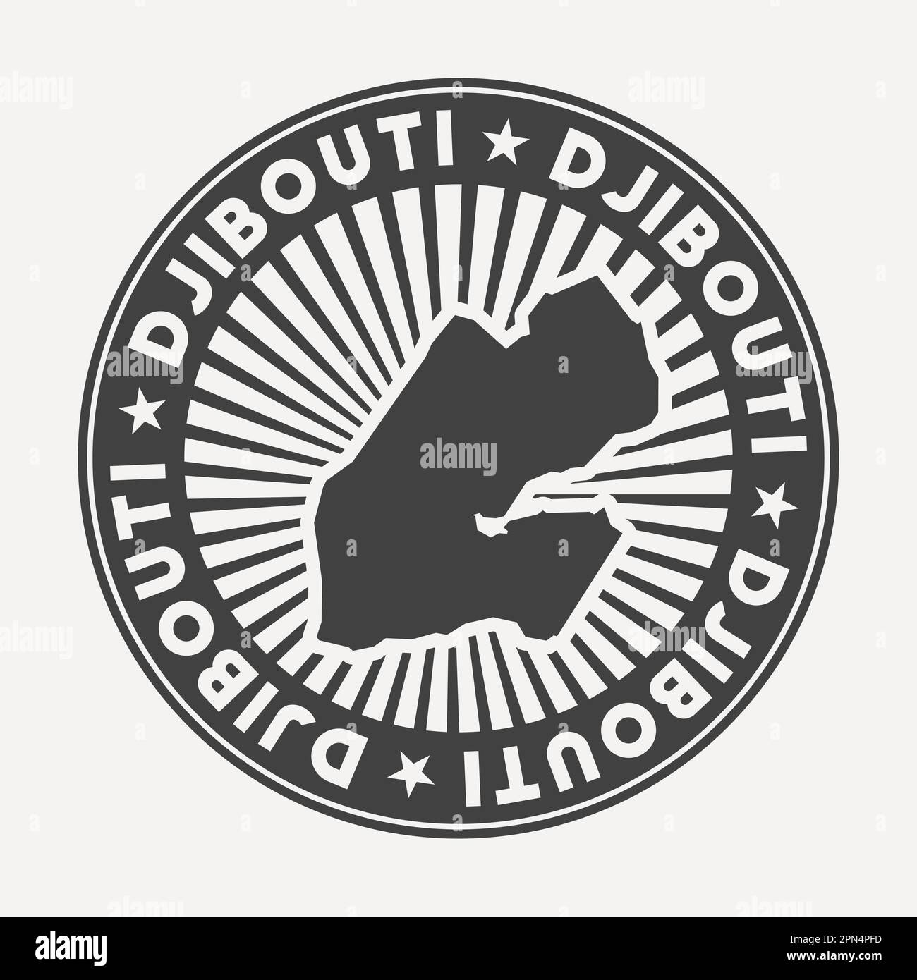 Logo rond Djibouti. Badge de voyage vintage avec le nom circulaire et la carte du pays, illustration vectorielle. Illustration de Vecteur