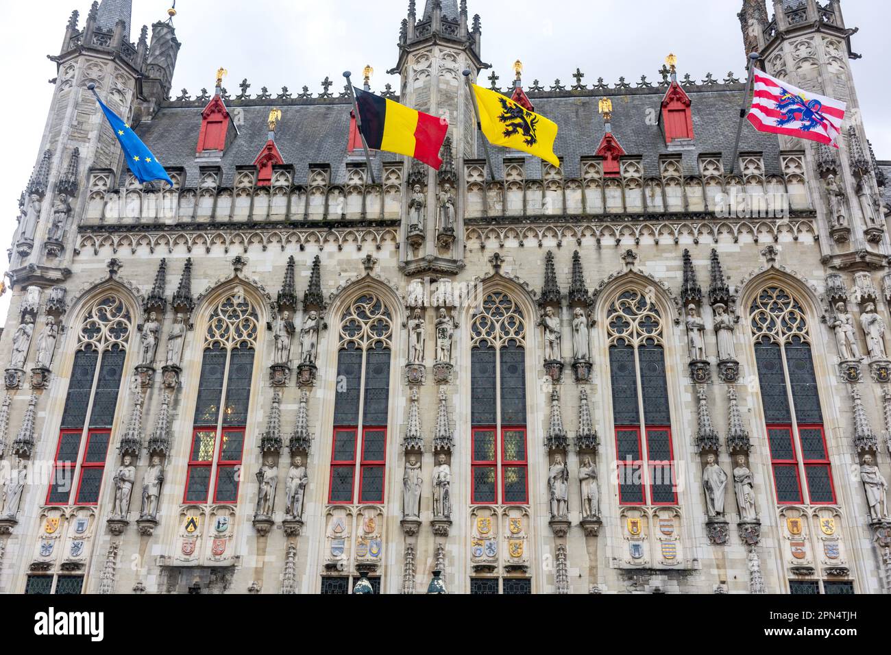 14th Century Stadhuis Brugge (Hôtel de ville de Bruges), Burg, Brugge (Bruges), province de Flandre Occidentale, région flamande, Belgique Banque D'Images