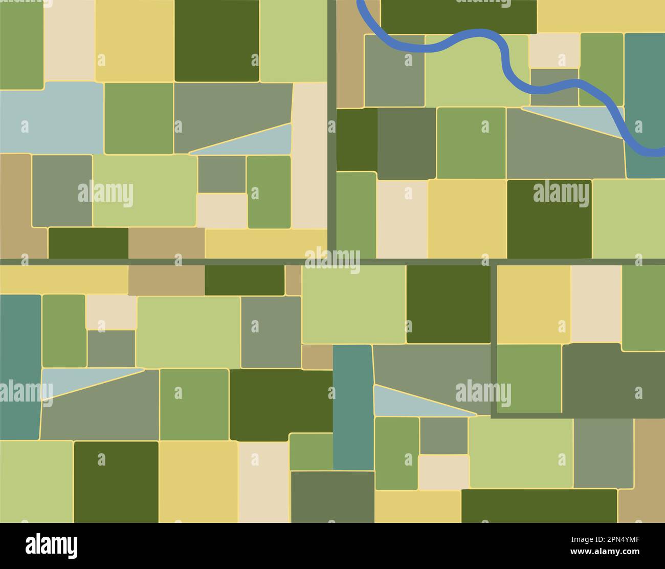 Un patchwork de terres agricoles est vu d'en haut dans une image vectorielle. Illustration de Vecteur