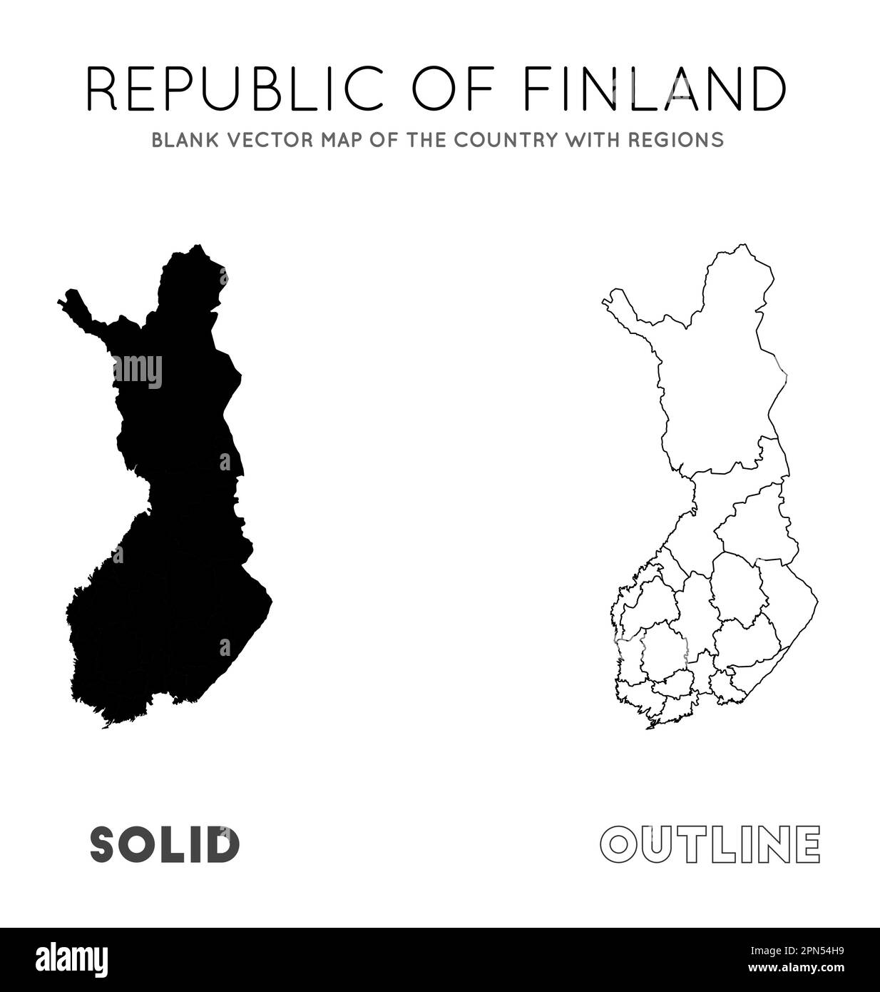 Carte de la Finlande. Carte vectorielle vierge du pays avec les régions. Frontières de la Finlande pour votre infographie. Illustration vectorielle. Illustration de Vecteur