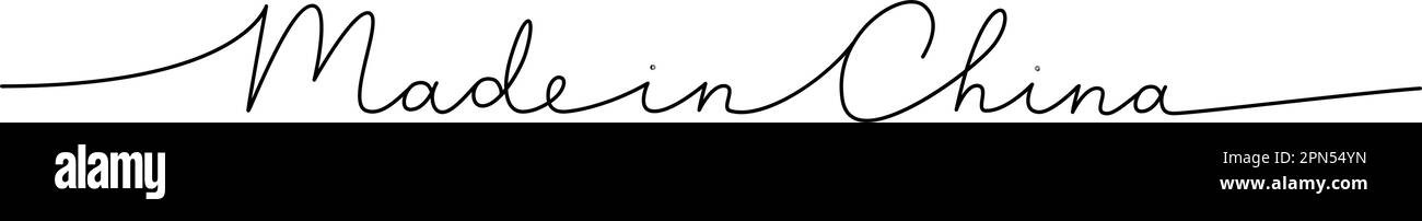 Fabriqué en Chine - mot avec une ligne continue. Dessin minimaliste de l'illustration de phrase. Chine pays - illustration continue d'une ligne. Illustration de Vecteur