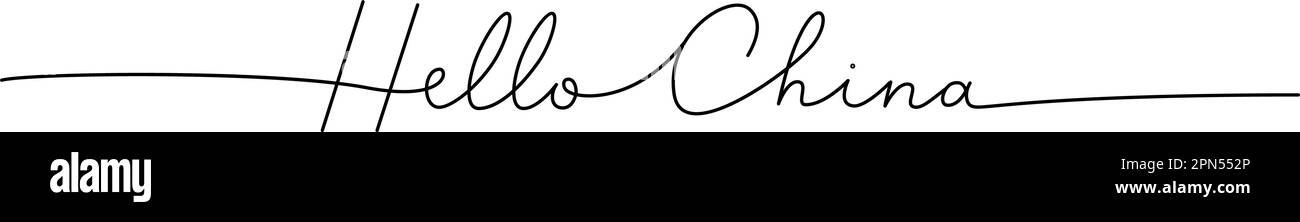 Bonjour Chine - mot avec une ligne continue. Dessin minimaliste de l'illustration de phrase. Chine pays - illustration continue d'une ligne. Illustration de Vecteur