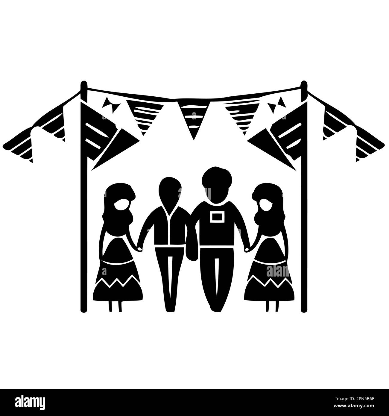 les couples de personnes à la festa junina illustration minimaliste de vecteur Illustration de Vecteur
