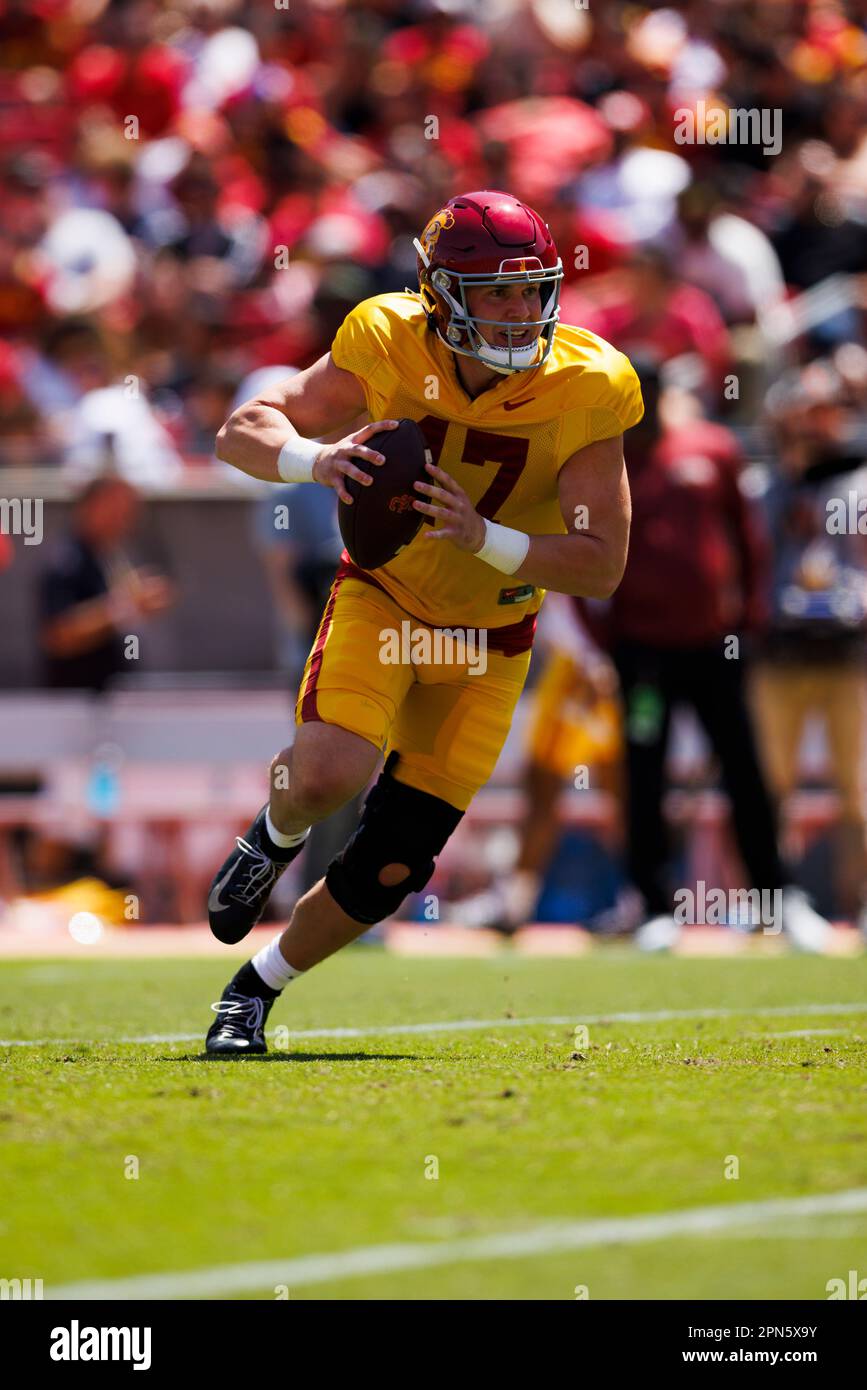 USC Trojans quarterback Jake Jensen (17) rolls out to pass during USC  Trojans spring football game, Saturday, April 15, 2023 in Los Angeles. (Ric  Tapia via AP Photo Stock - Alamy