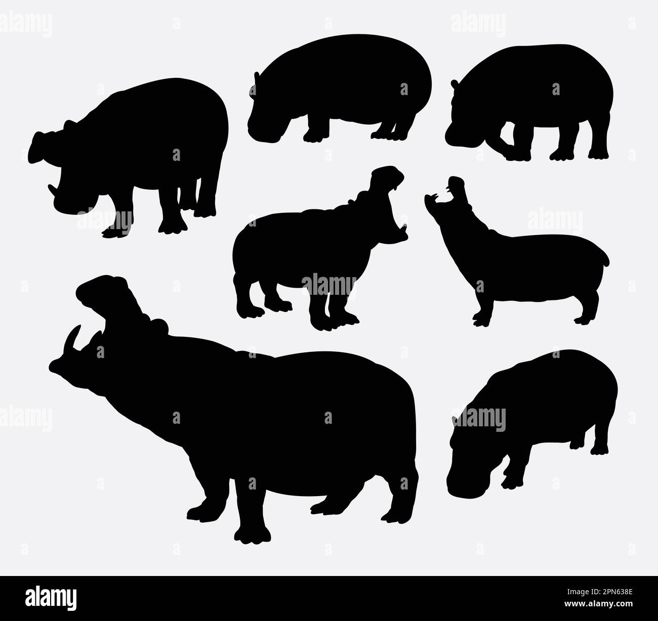 Silhouettes animaux sauvages hippopotames. Bon usage pour symbole, icône web, logo, mascotte, ou tout design que vous voulez. Facile à utiliser. Illustration de Vecteur