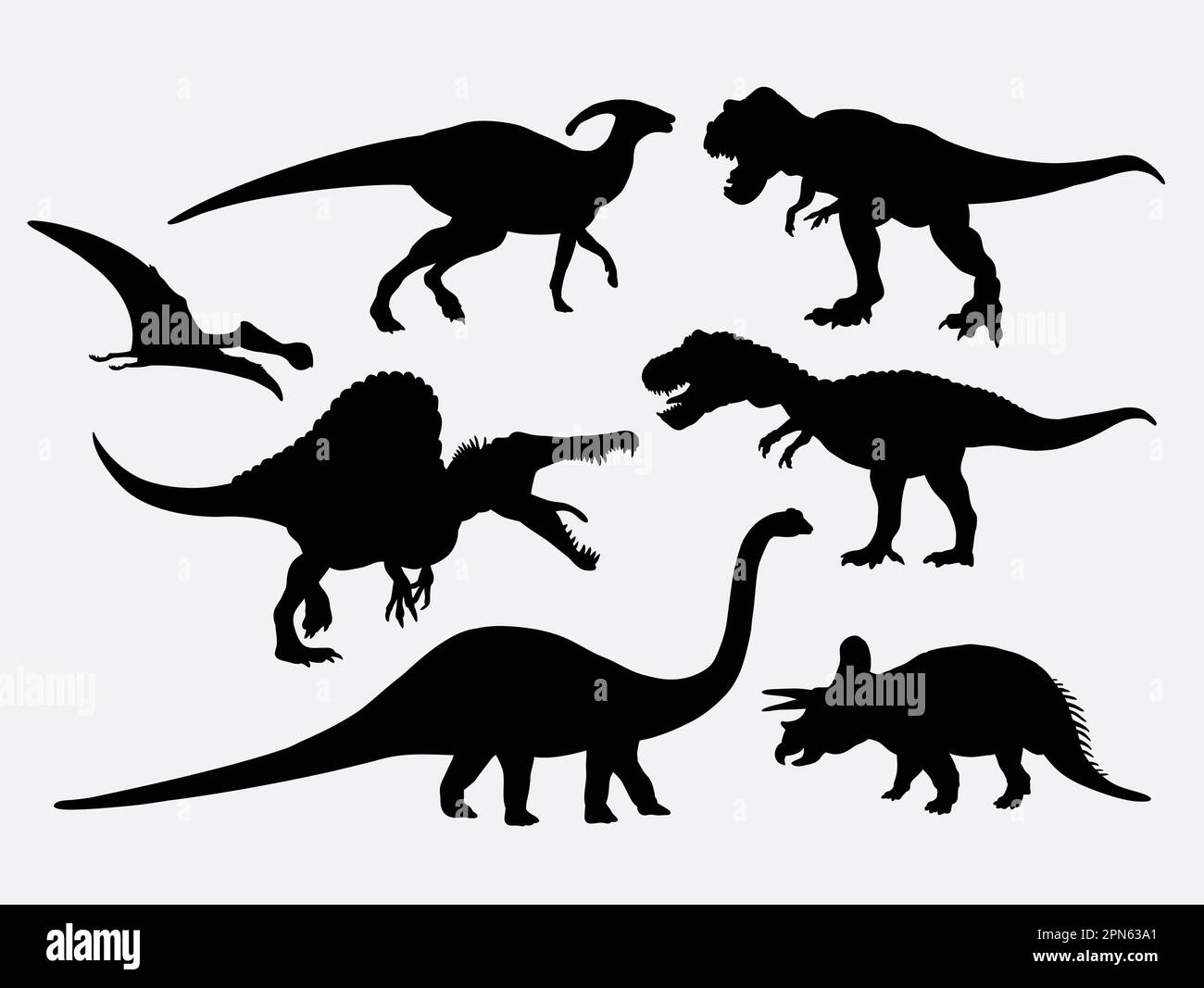 Silhouettes d'animaux de dinosaures. Bonne utilisation pour symbole, logo, icône web, mascotte, ou tout design que vous voulez. Facile à utiliser. Illustration de Vecteur