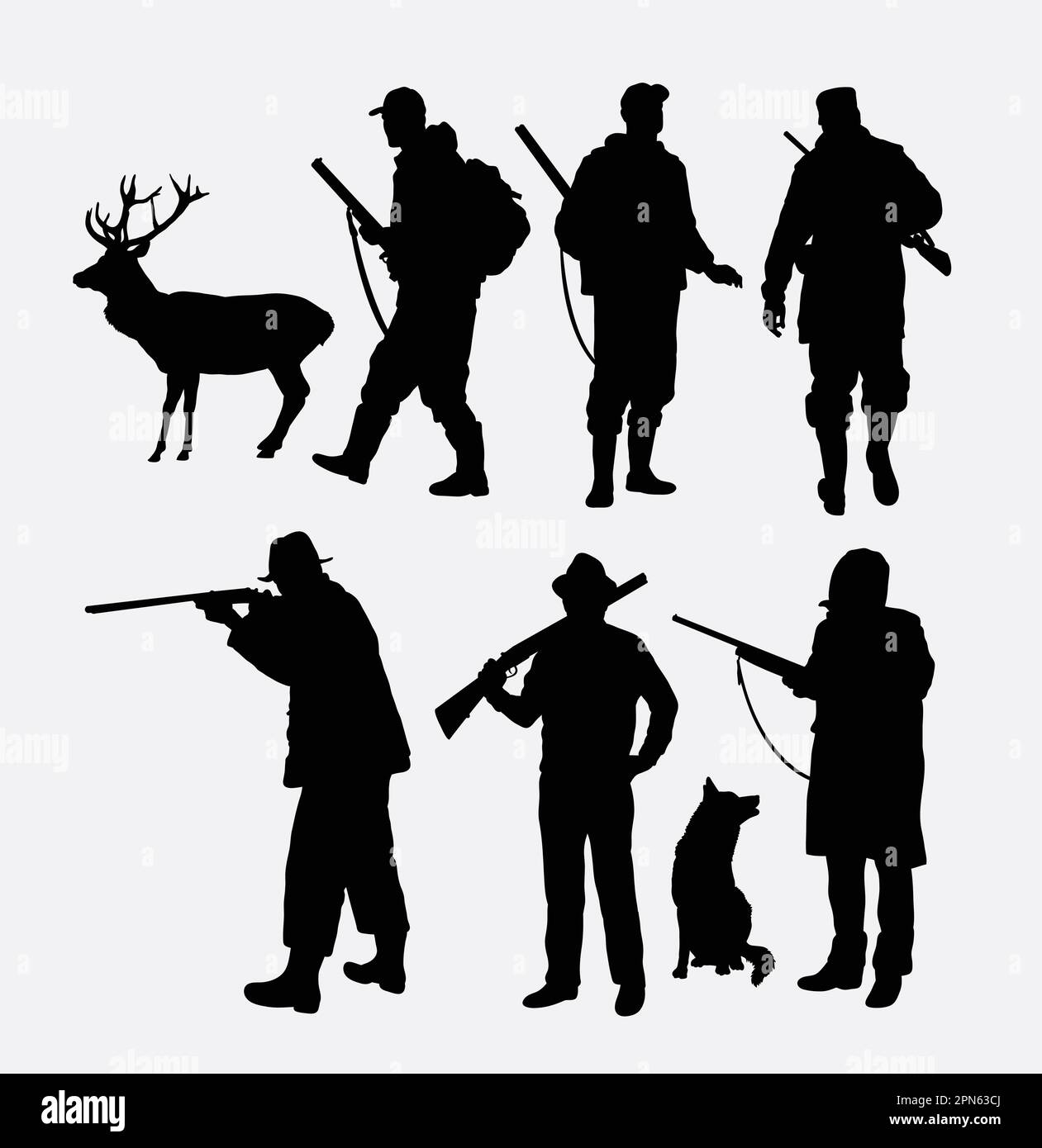 Silhouettes Hunter. Bonne utilisation pour symbole, logo, icône web, mascotte, ou tout design que vous voulez. Facile à utiliser. Illustration de Vecteur