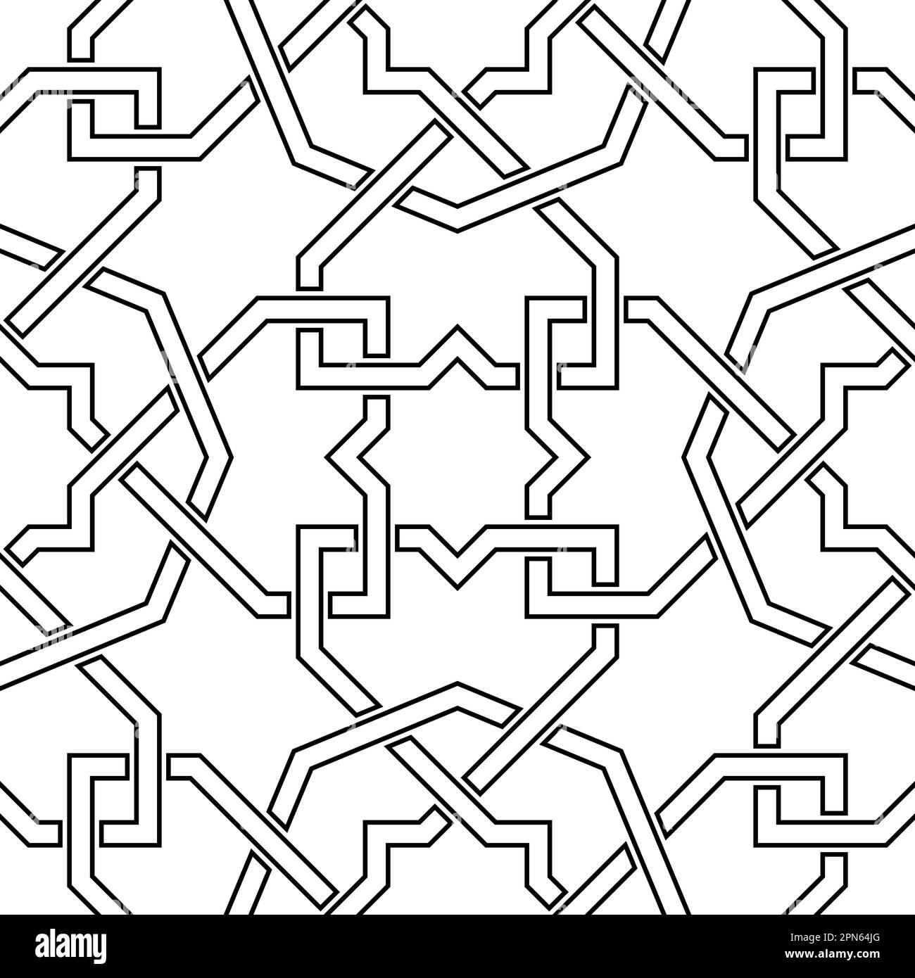 Décoration géométrique sans couture basée sur l'art islamique traditionnel Noir et blanc. Pour tissu,textile,couverture,papier d'emballage,arrière-plan. Illustration de Vecteur