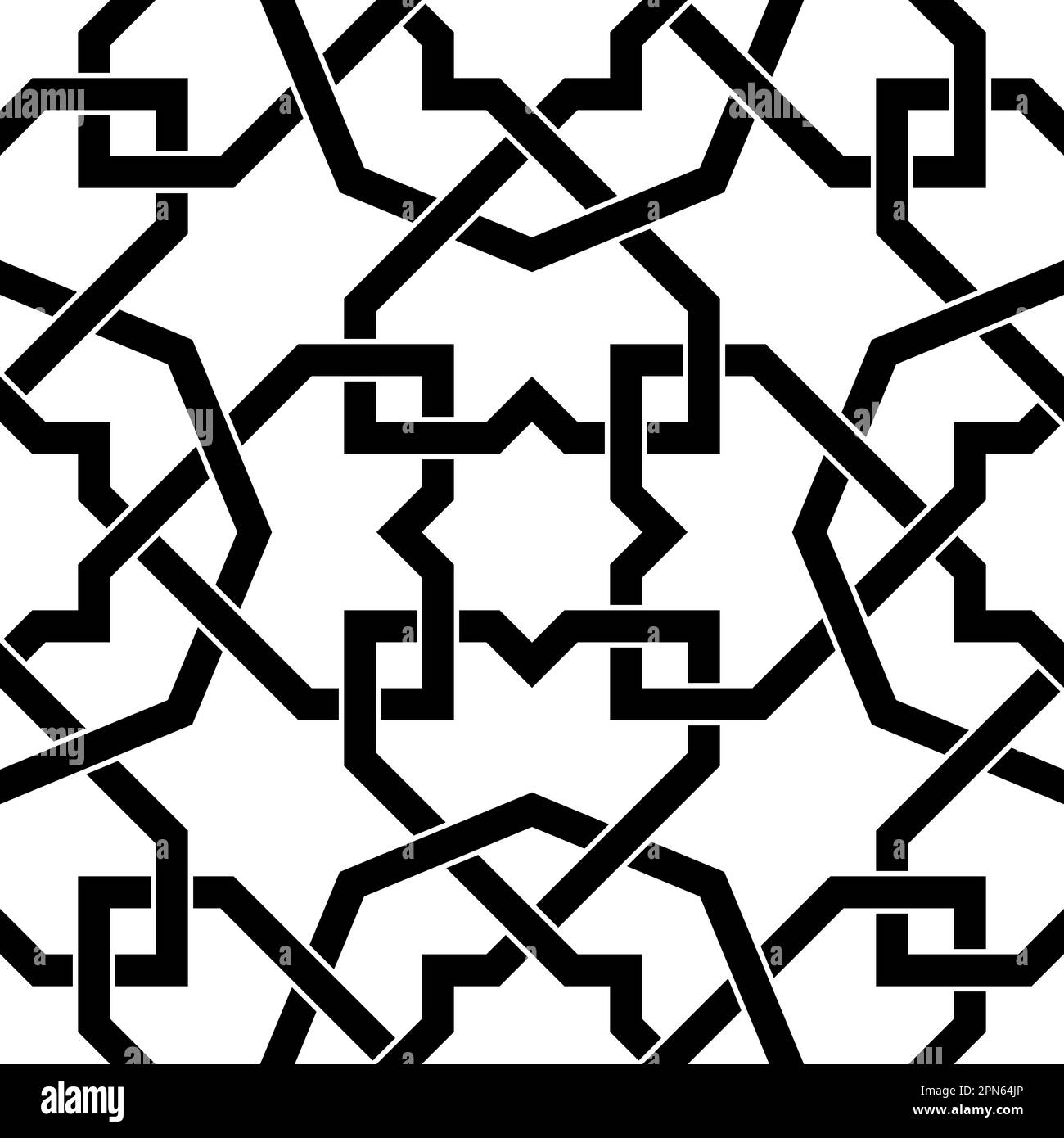 Décoration géométrique sans couture basée sur l'art islamique traditionnel Noir et blanc. Pour tissu,textile,couverture,papier d'emballage,arrière-plan. Illustration de Vecteur