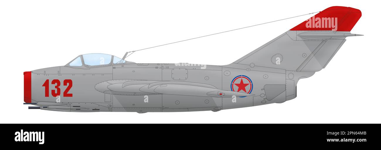 MIG-15bis (121032) du 17th Fighter Regiment of the Soviet Air Force, Guerre de Corée, deuxième semestre de 1951 Banque D'Images