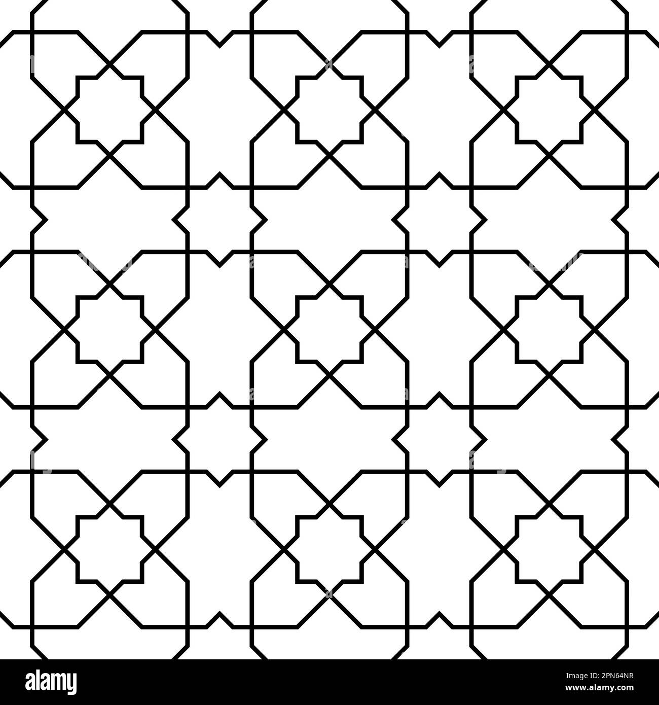 Décoration géométrique sans couture basée sur l'art islamique traditionnel Noir et blanc. Pour tissu,textile,couverture,papier d'emballage,arrière-plan. Illustration de Vecteur
