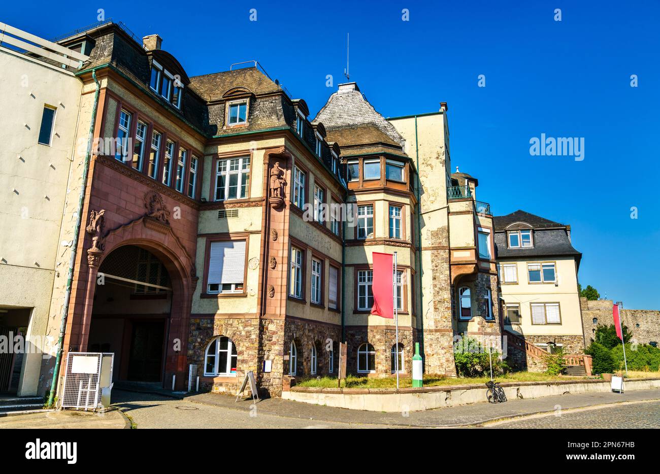 Architecture de la ville de Ruedesheim am Rhein à Hesse, Allemagne Banque D'Images