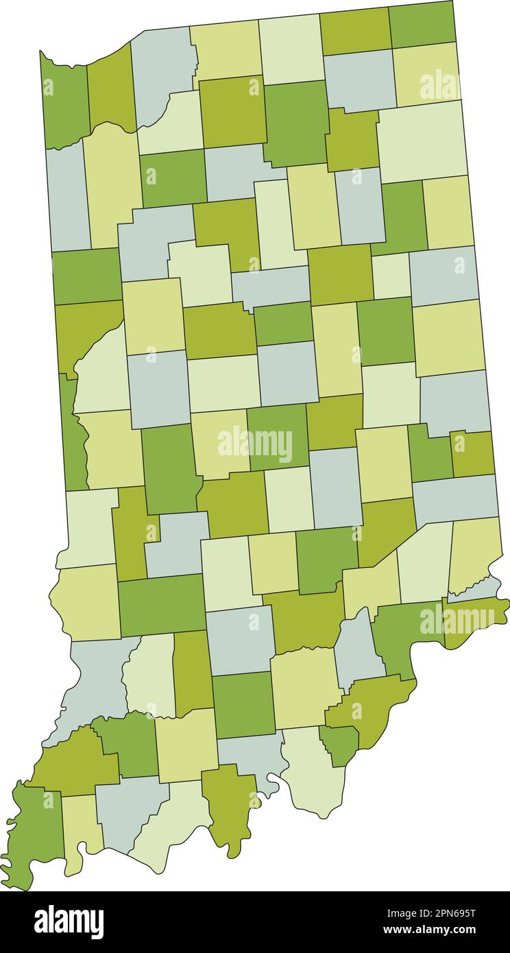 Carte politique modifiable très détaillée avec des couches séparées. Indiana. Illustration de Vecteur