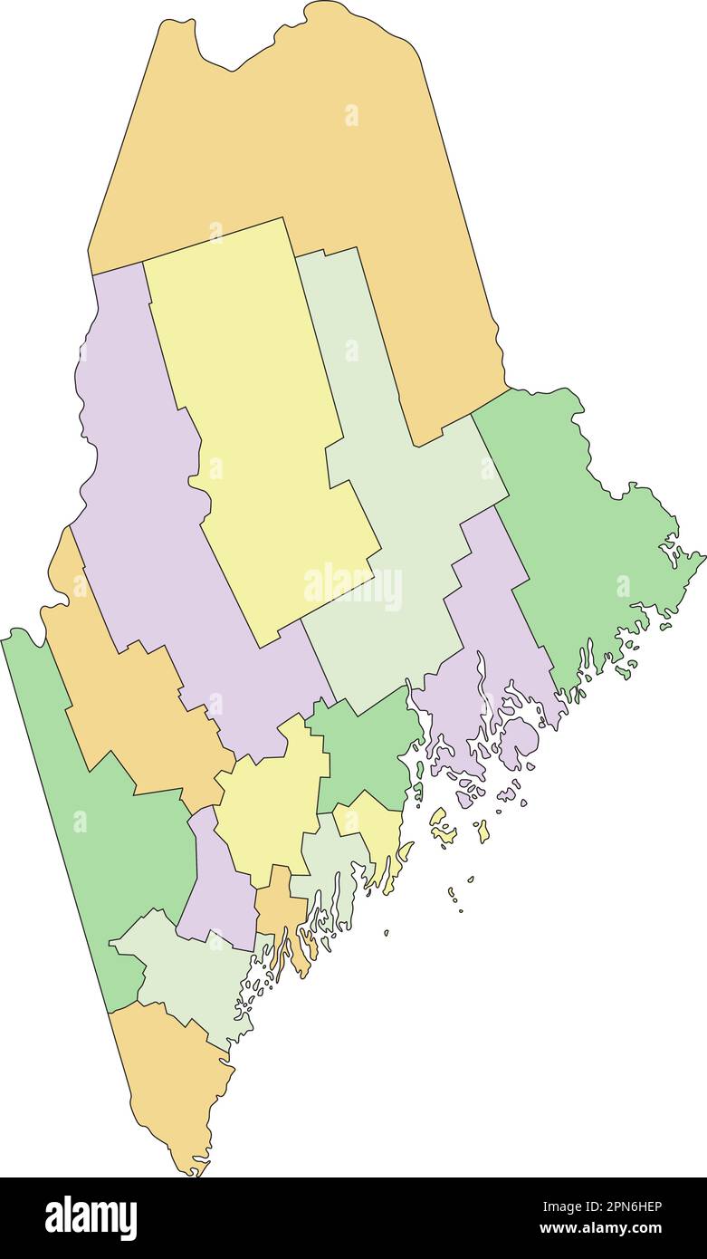 Maine - carte politique modifiable très détaillée. Illustration de Vecteur