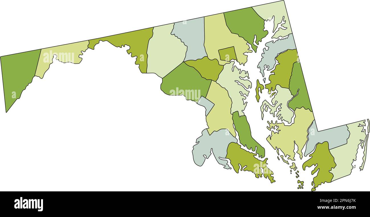 Carte politique modifiable très détaillée avec des couches séparées. Maryland Illustration de Vecteur