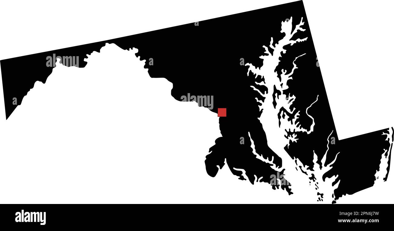Carte très détaillée du Maryland Silhouette. Illustration de Vecteur