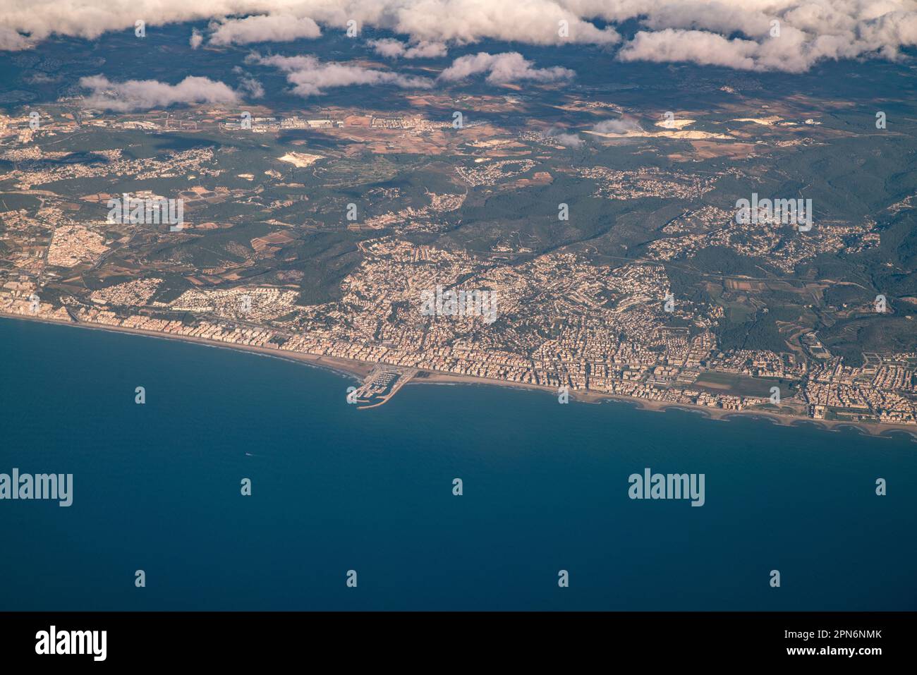 Antenne de la côte de Barcelone en automne, Espagne Banque D'Images