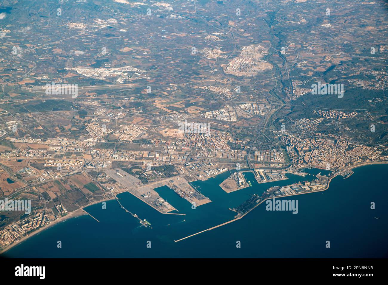 Antenne de la côte de Barcelone en automne, Espagne Banque D'Images