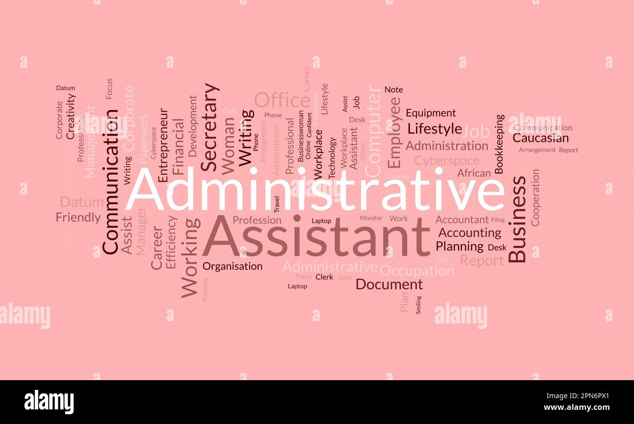 Concept d'arrière-plan de nuage de mots pour l'assistant administratif