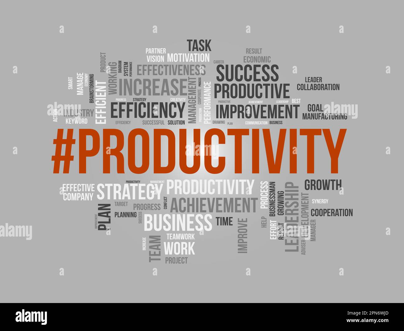 Concept d'arrière-plan Word Cloud pour la productivité. Réalisation d'entreprise, performance de progression productive de la croissance économique. illustration vectorielle. Illustration de Vecteur