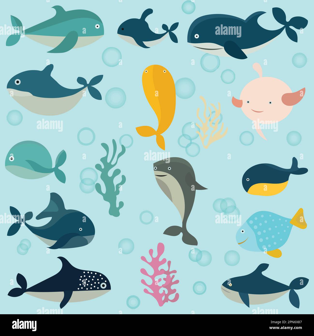 Ensemble Ocean Wildlife Sea Creatures. Illustration de Vecteur