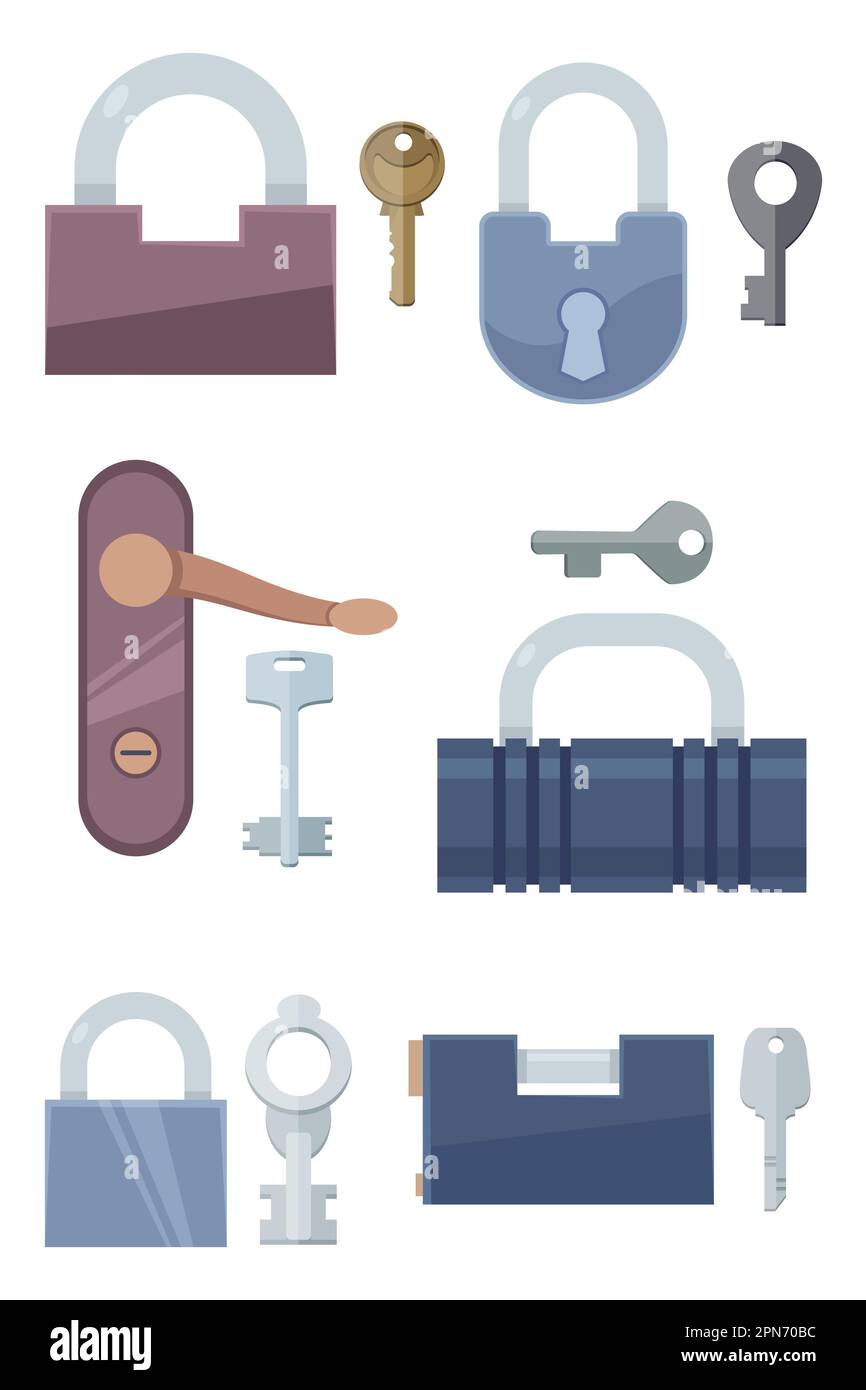 Jeu d'illustrations vectorielles clés et verrous Illustration de Vecteur
