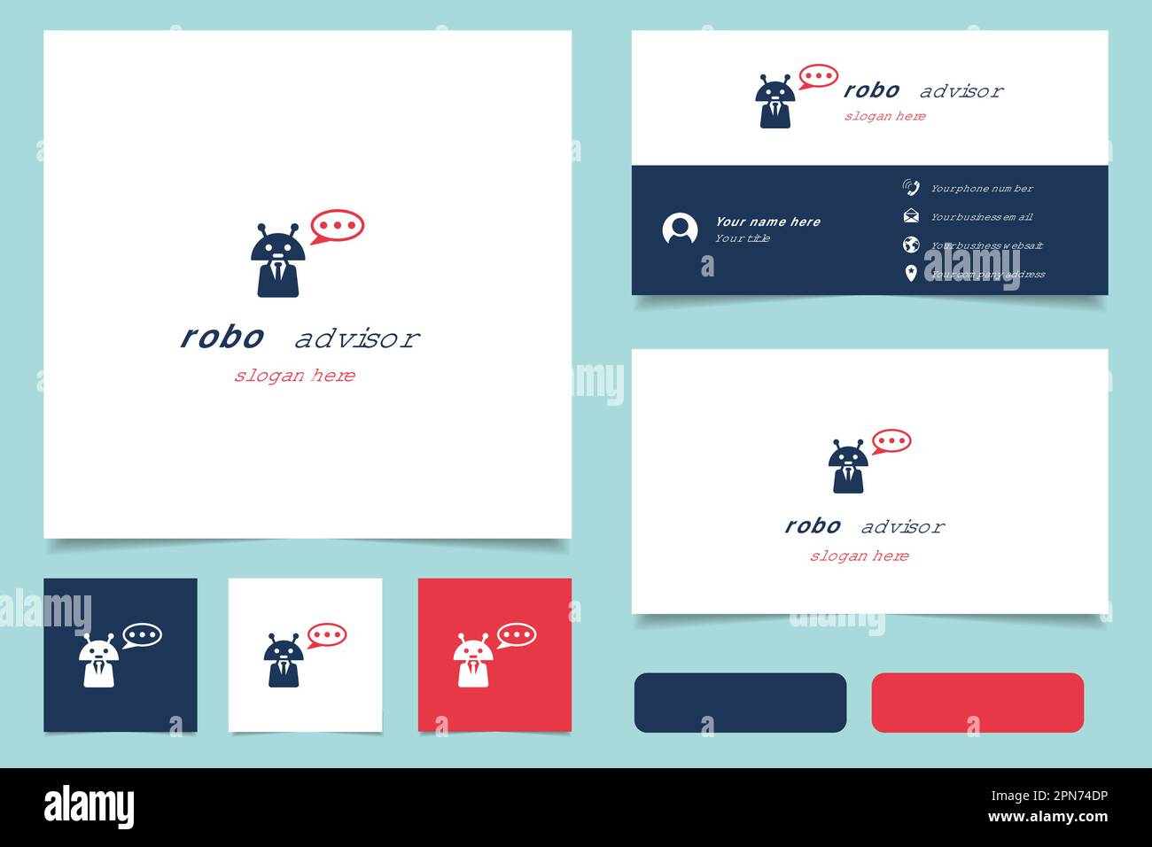 Logo ROBO Advisor avec texte modifiable. Modèle de livre de marque et de carte de visite. Illustration de Vecteur