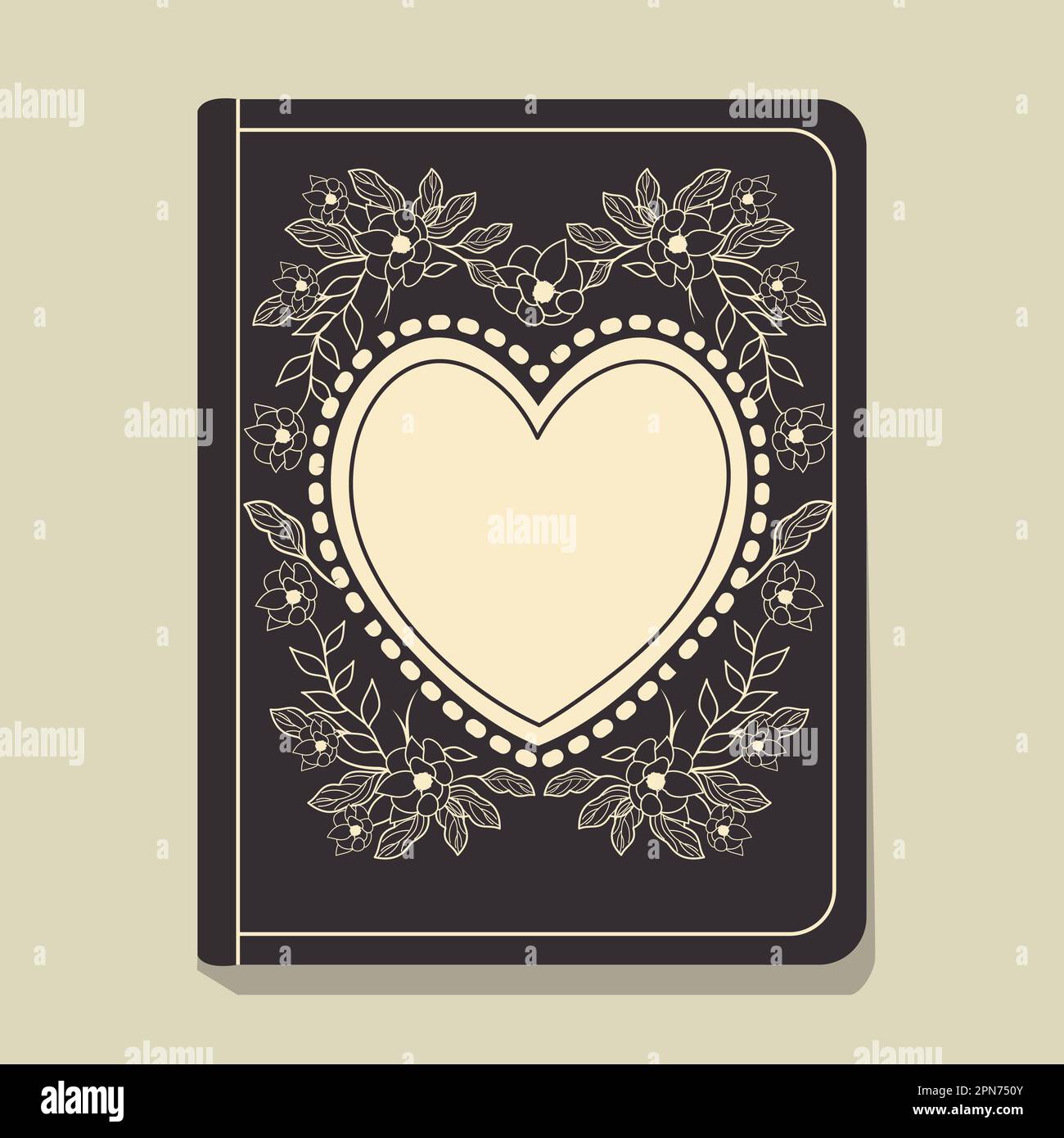 Motif fleuri en forme de coeur motif de couverture de livre, gabarit, conception d'agenda. Illustration de Vecteur