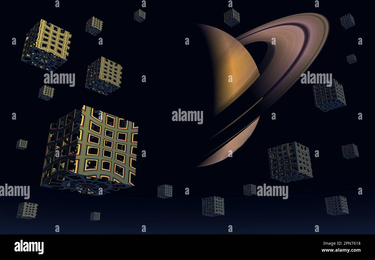 Cubes de la matrice Saturn Banque D'Images