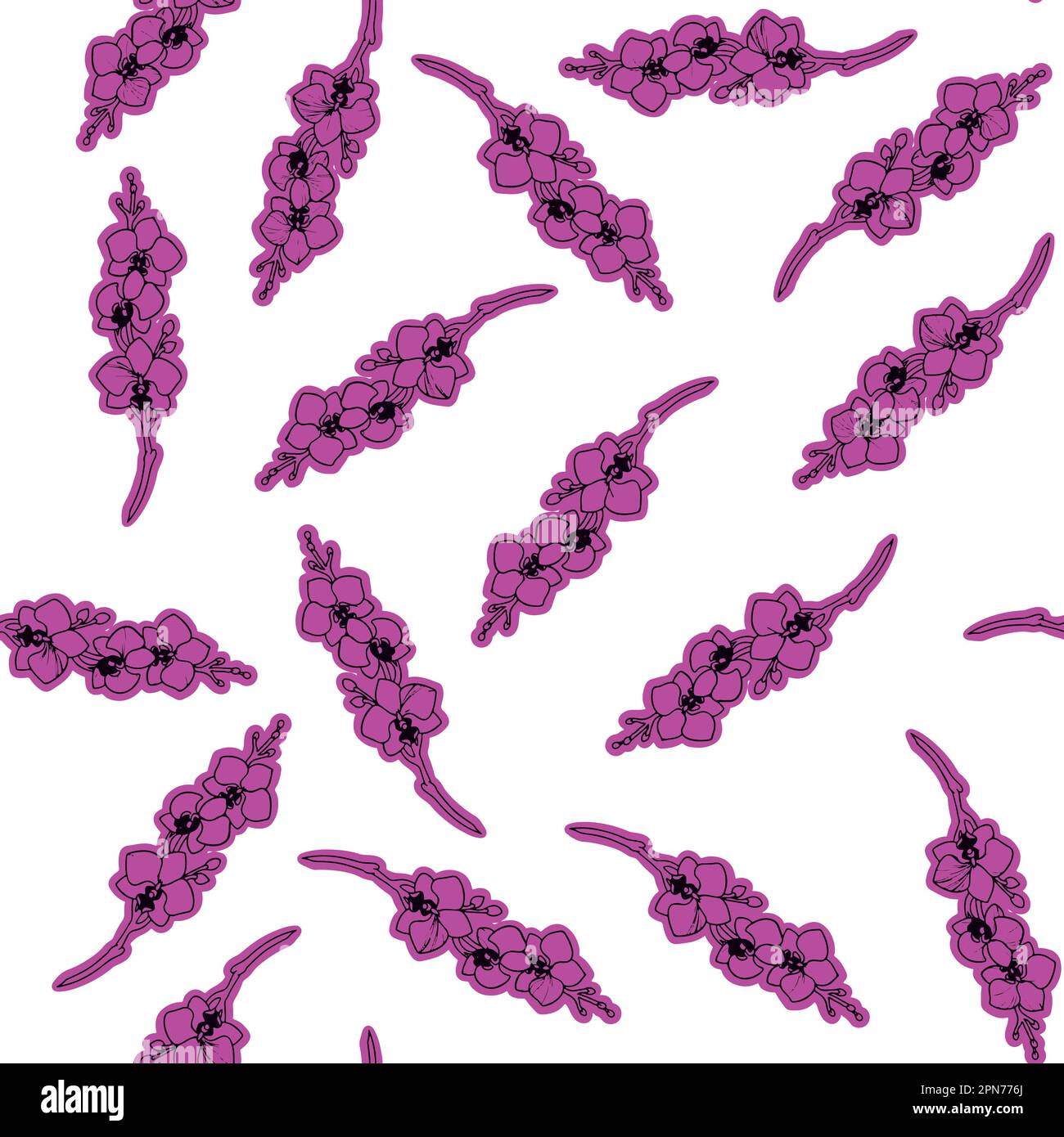 Motif vectoriel de fleurs d'orchidée rose. Il s'agit d'une illustration polyvalente conçue pour plusieurs cas d'utilisation. Utilisable pour les produits textiles ou de papeterie. Illustration de Vecteur