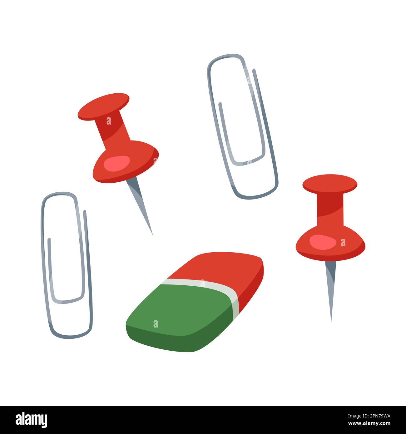 Illustrations vectorielles : épingles, trombones et gomme Illustration de Vecteur