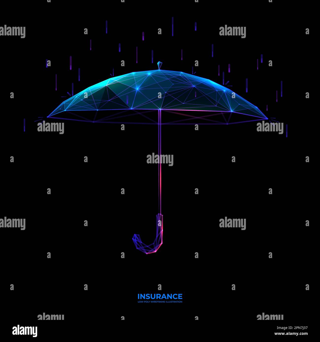 Parapluie futuriste. Style de couleur technologique. Faible polyfilaire Illustration de Vecteur