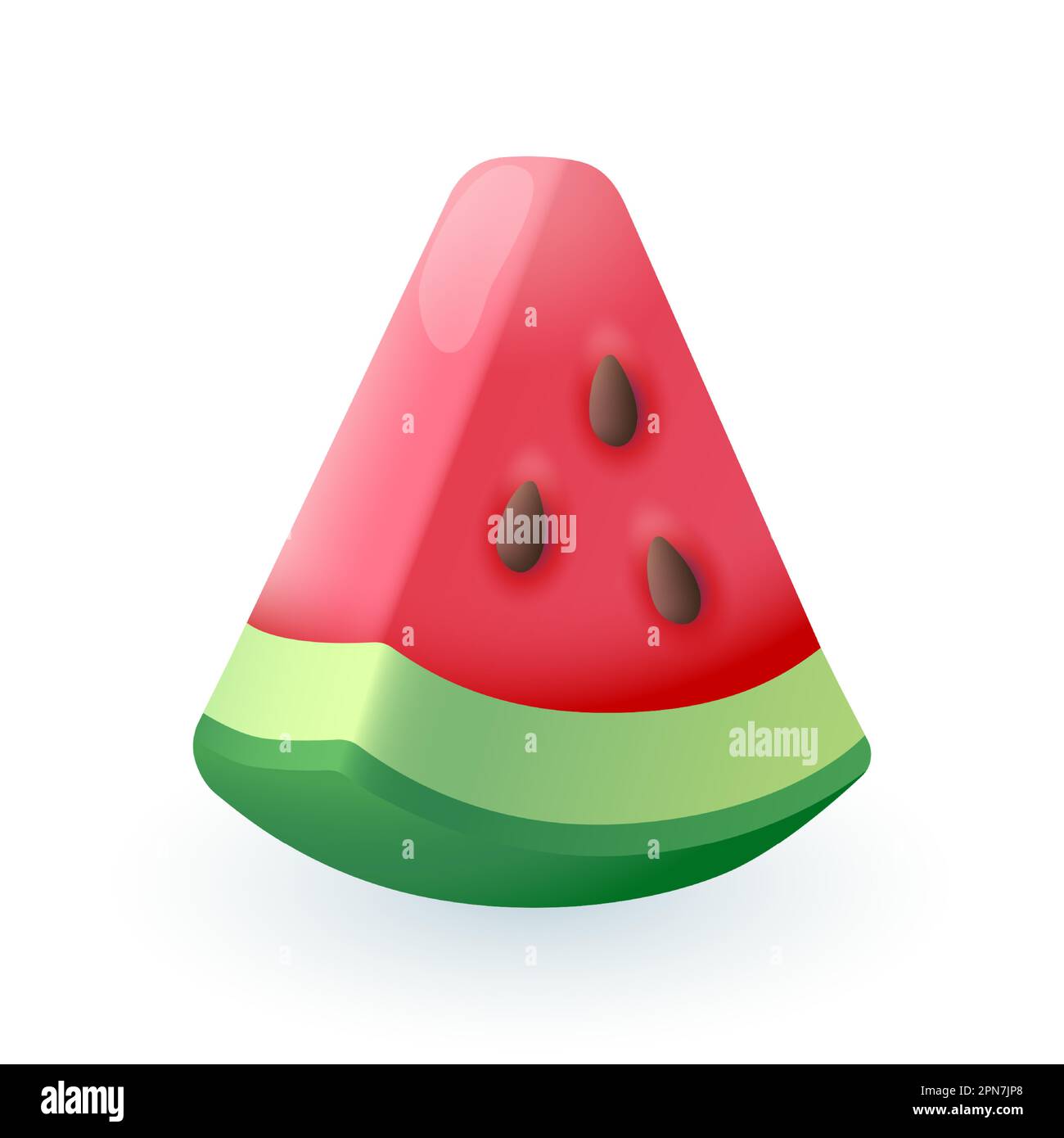 Tranche de vitamine de pastèque avec pelage et pulpe mûre icône 3D Illustration de Vecteur